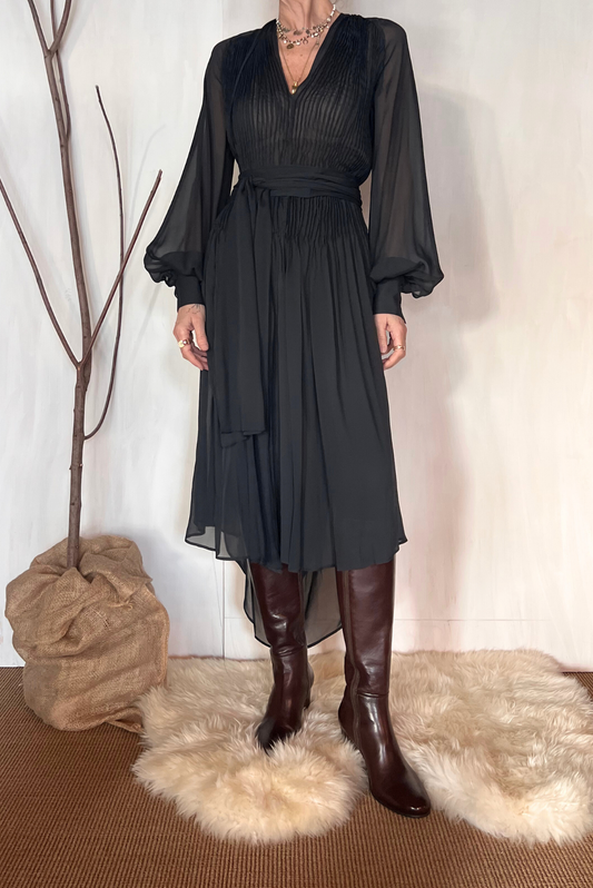 Abito lungo plisse georgette