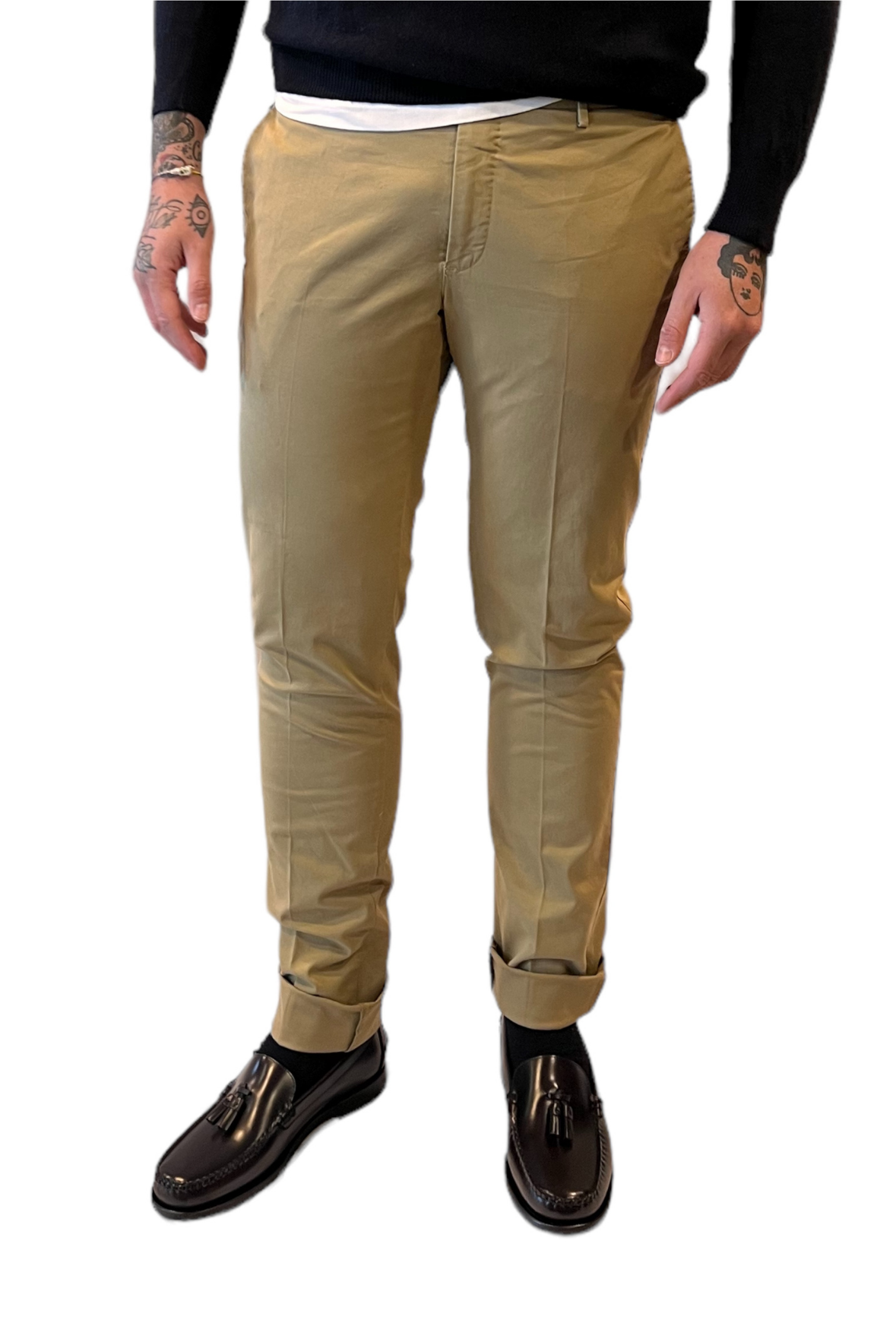 Pantalone slim in gabardina