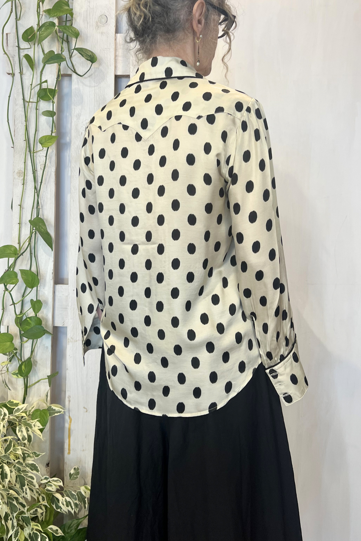 Camicia a pois misto seta