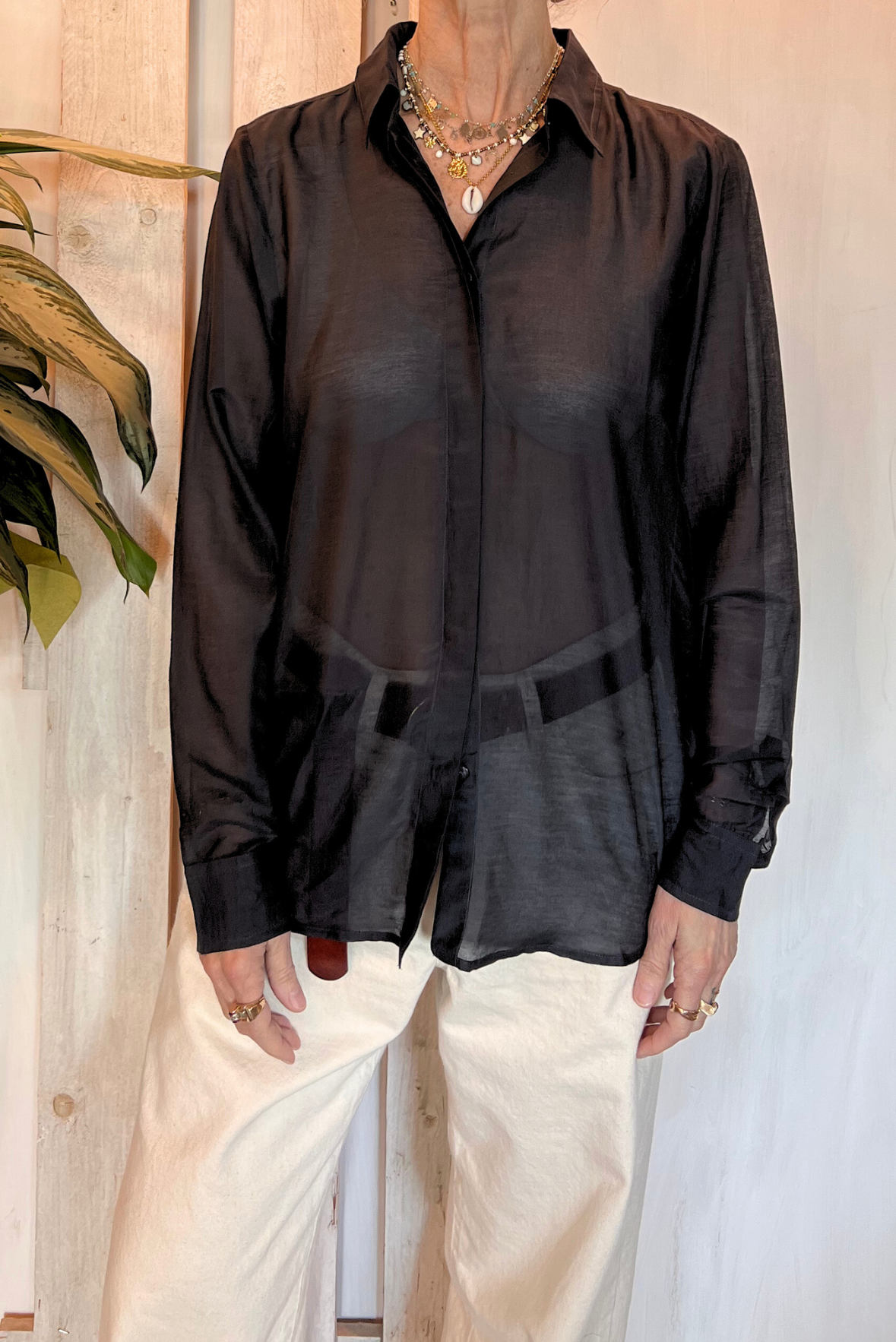 Camicia misto seta scollo schiena