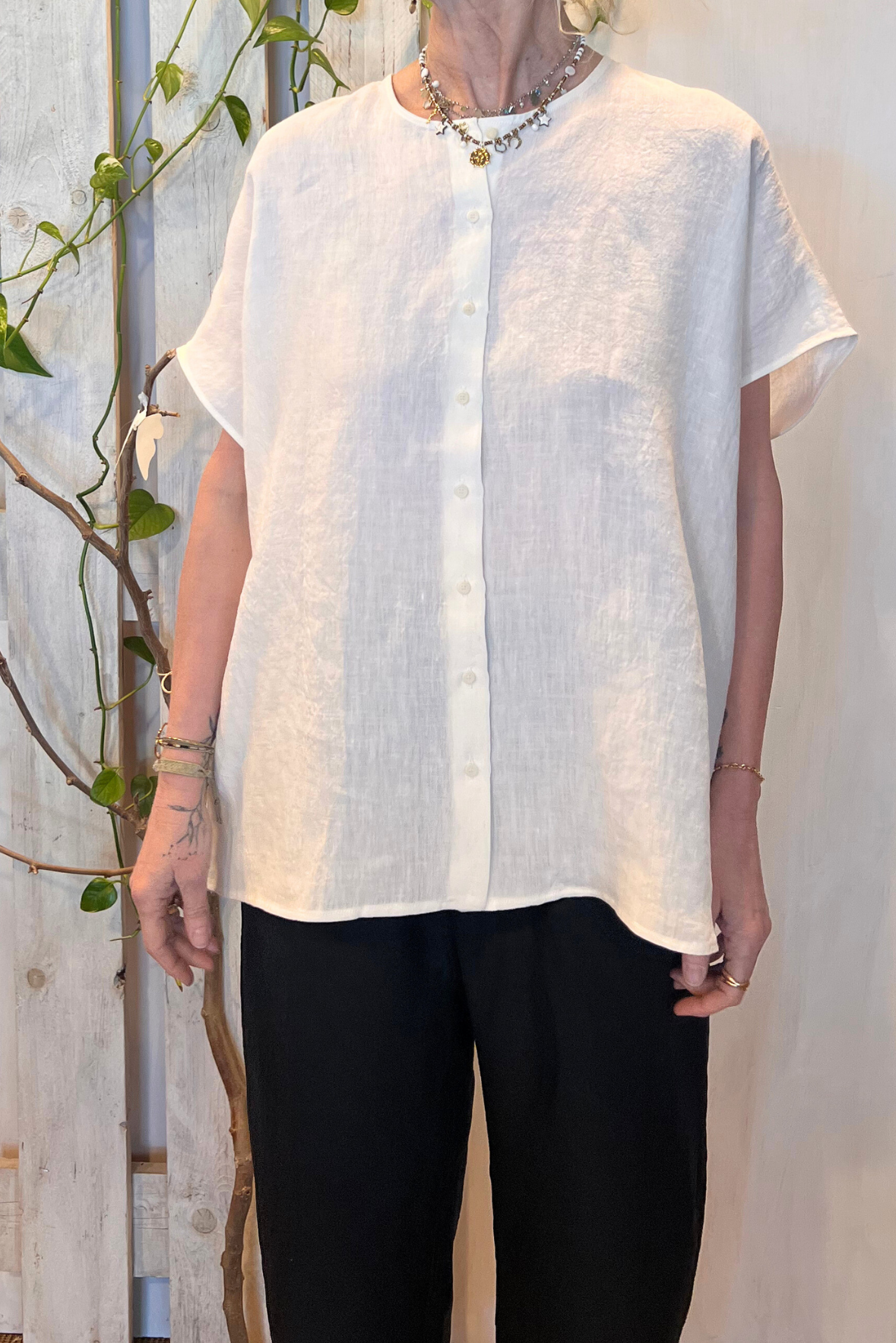 Camicia kimono in lino