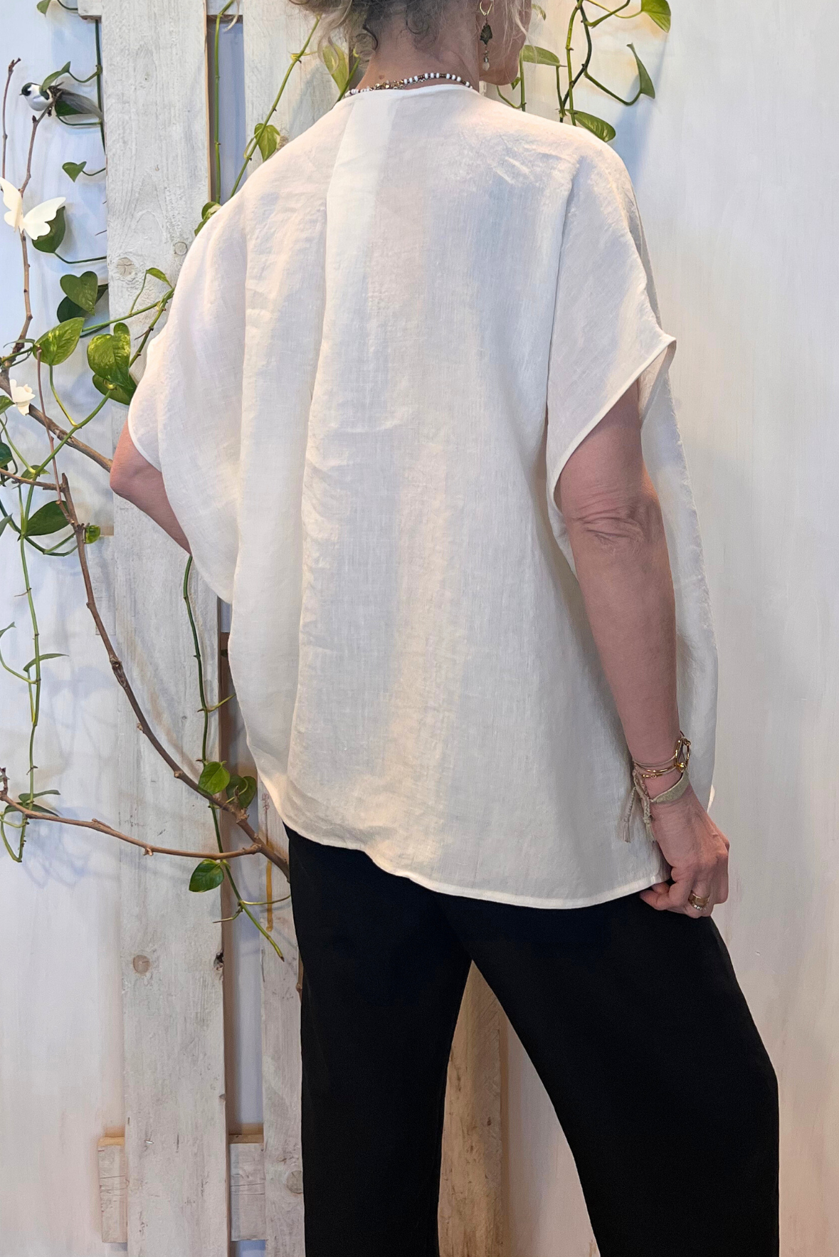 Camicia kimono in lino