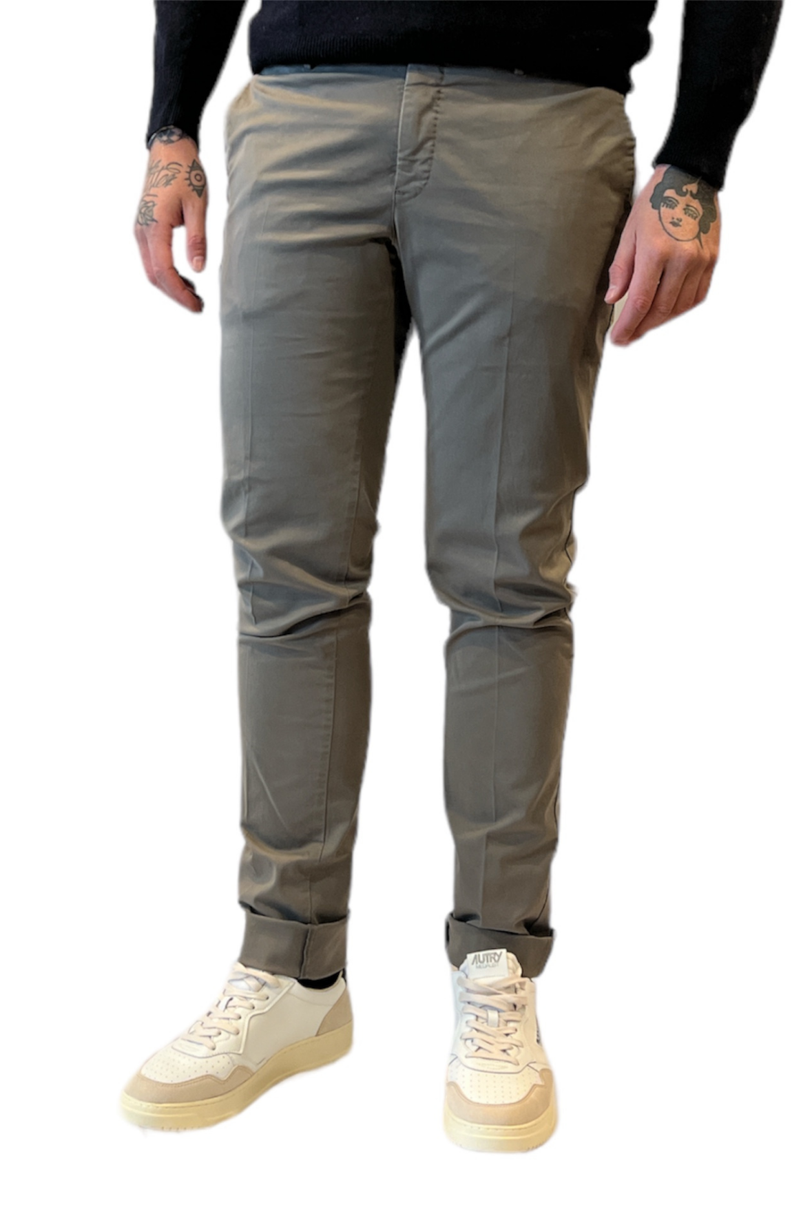 Pantalone slim in gabardina