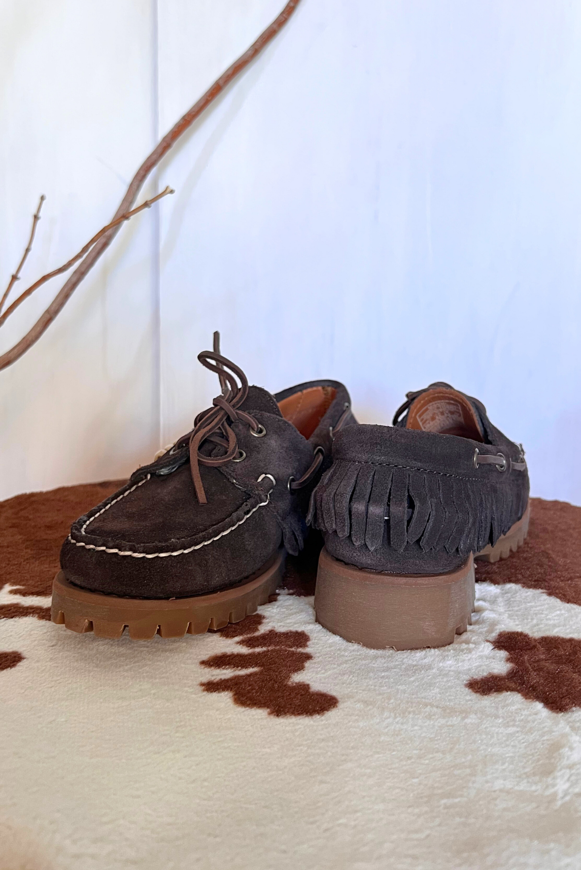 Mocassino in suede con frange