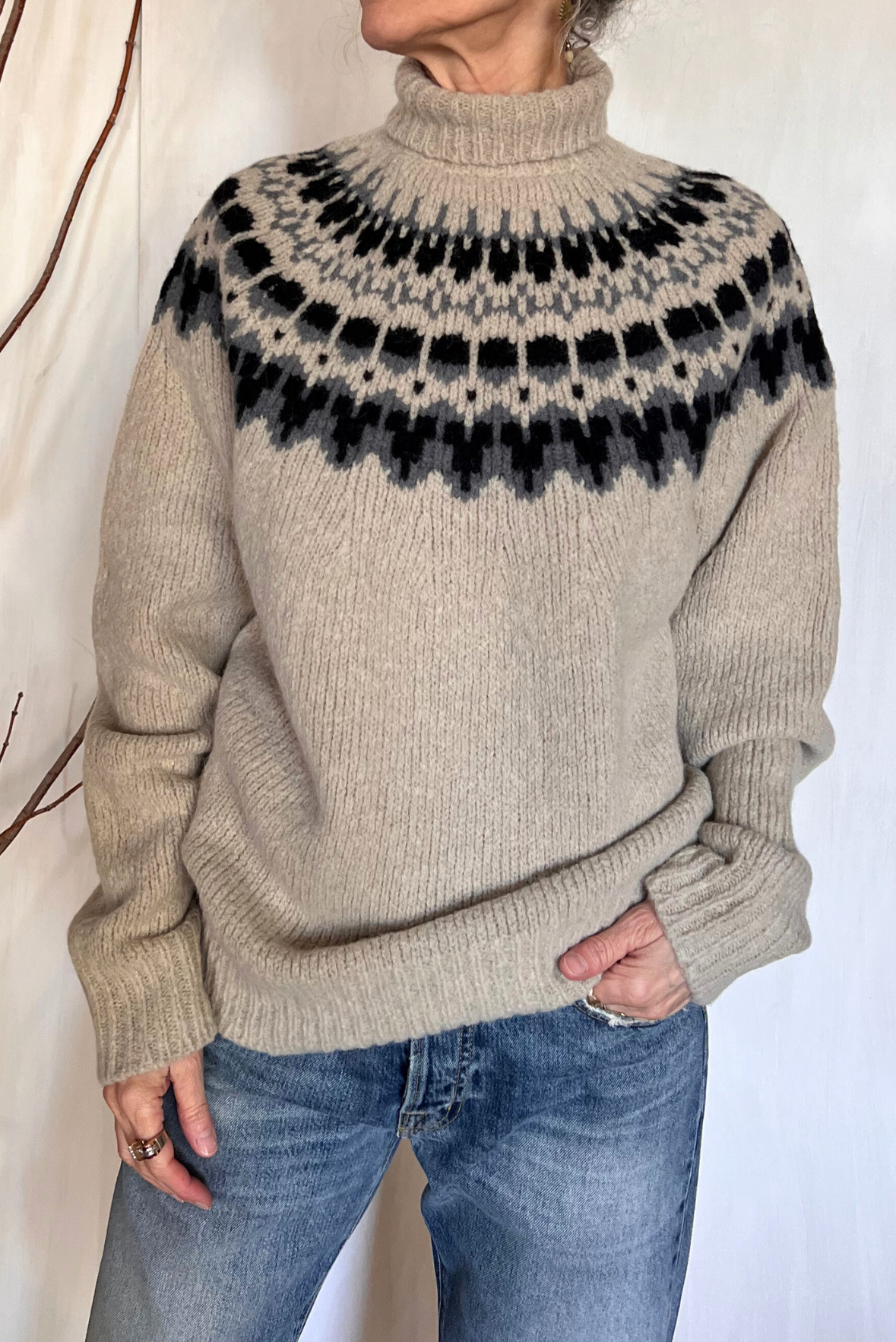 Maglia collo alto jaquard