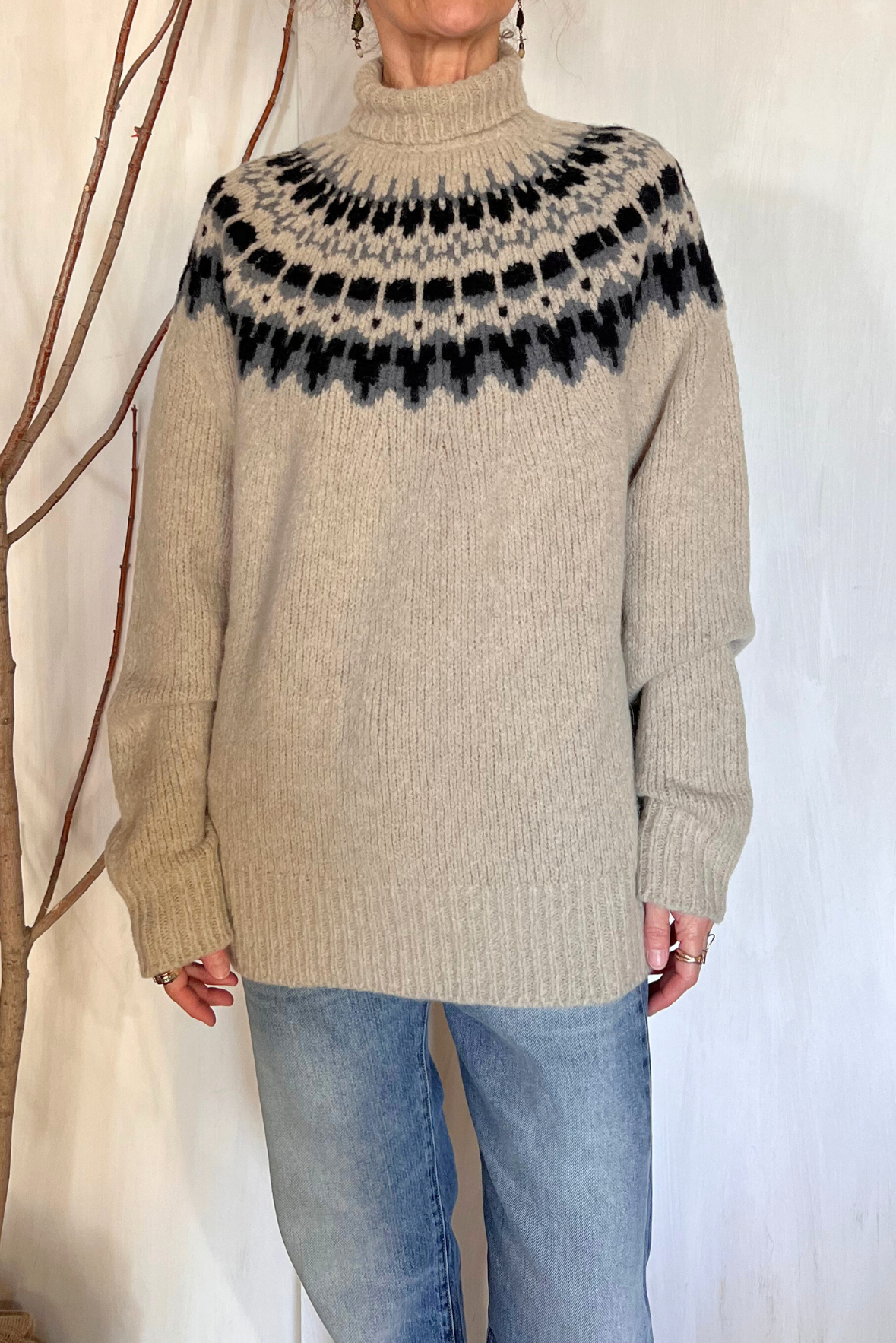 Maglia collo alto jaquard