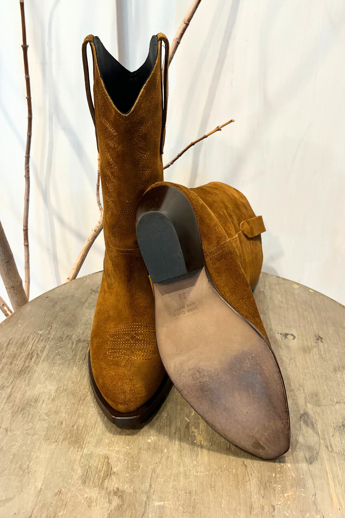 Texano alto in pelle