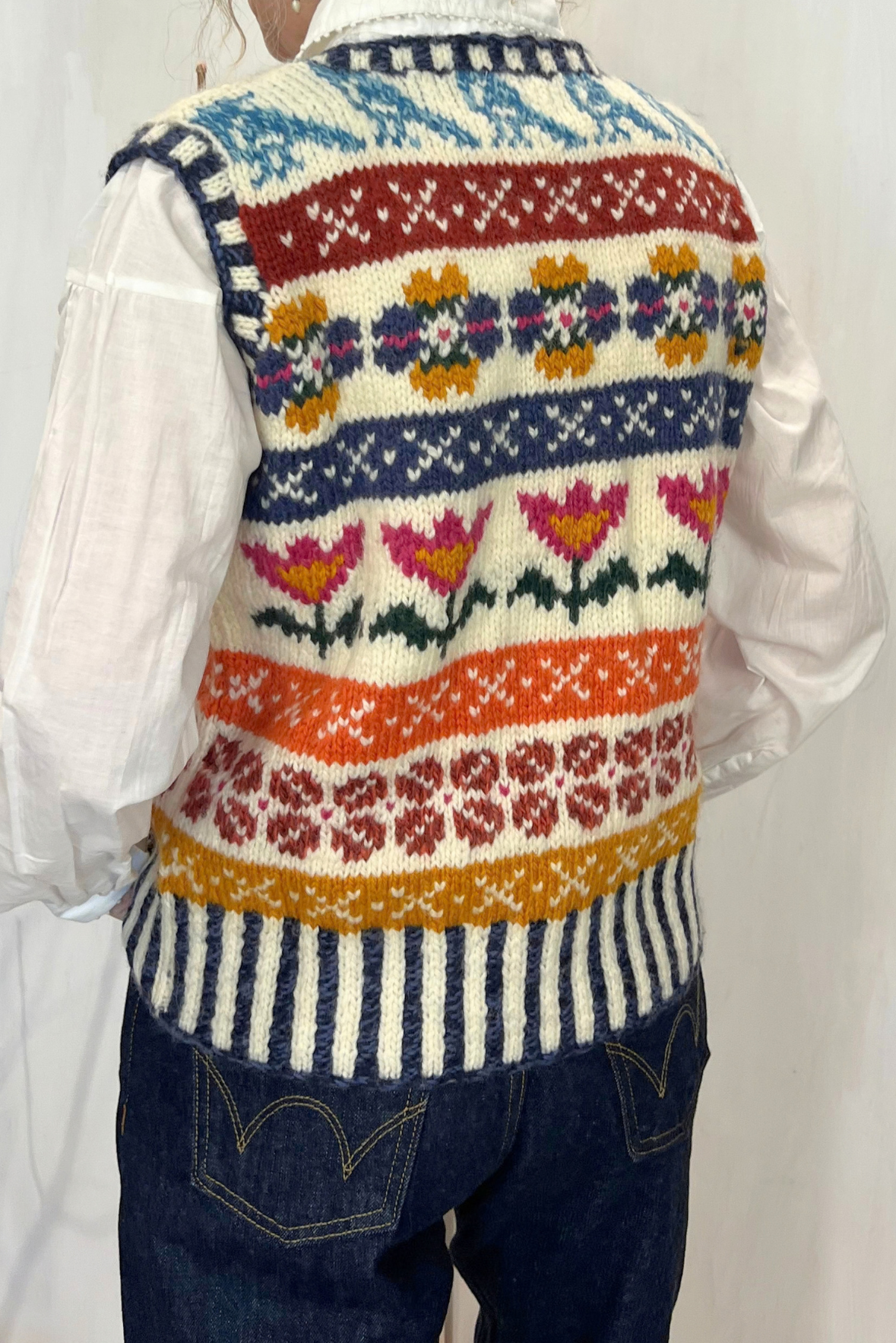 Gilet jaquard in lana merino