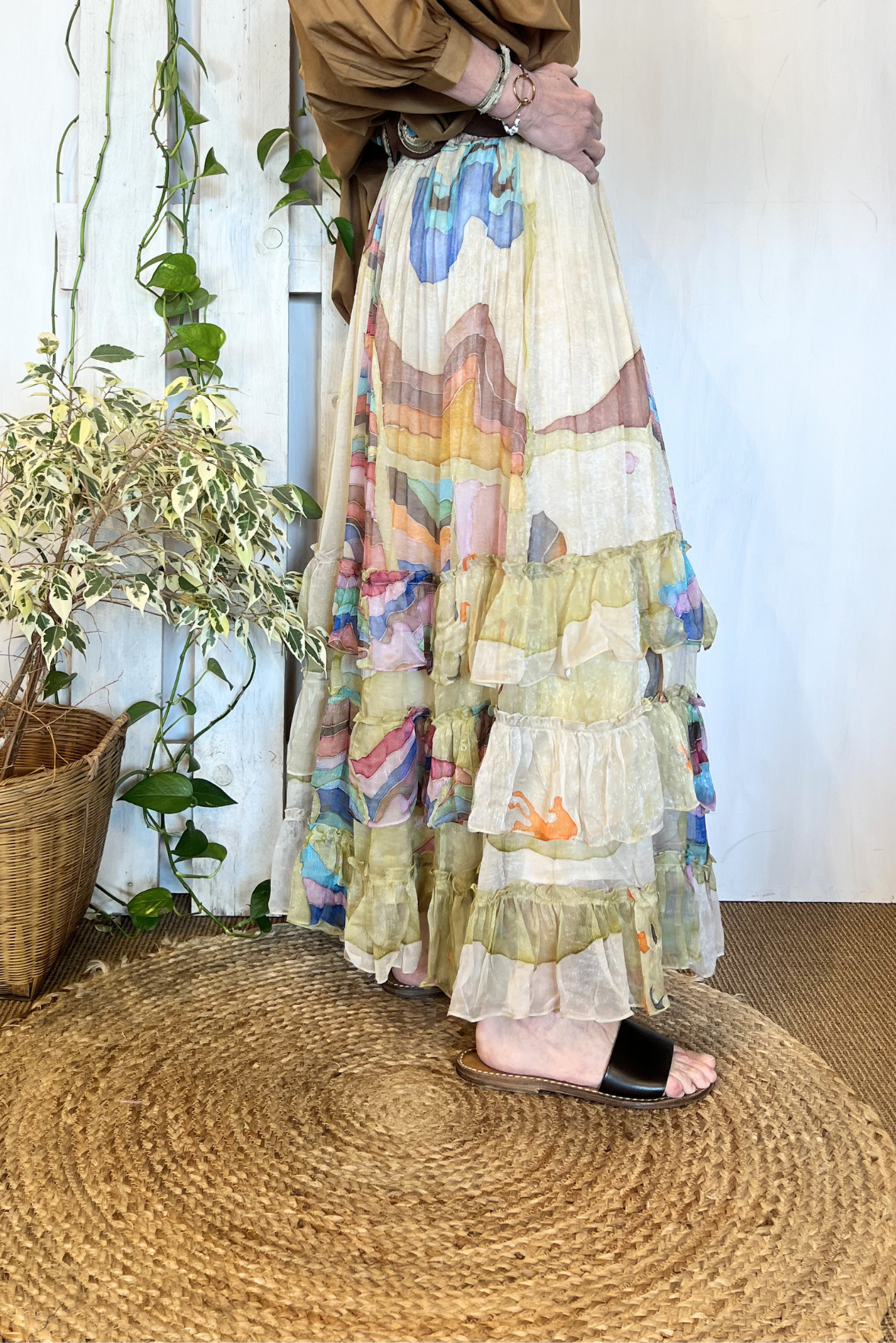 Gonna con balze in viscosa