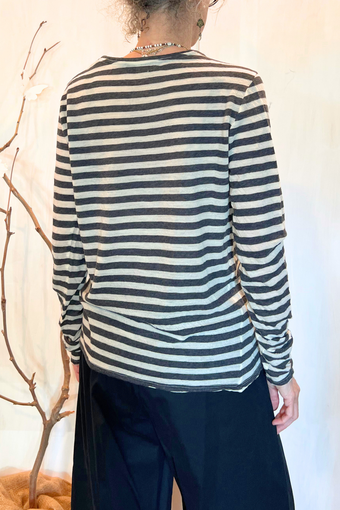 T-shirt a righe misto lana