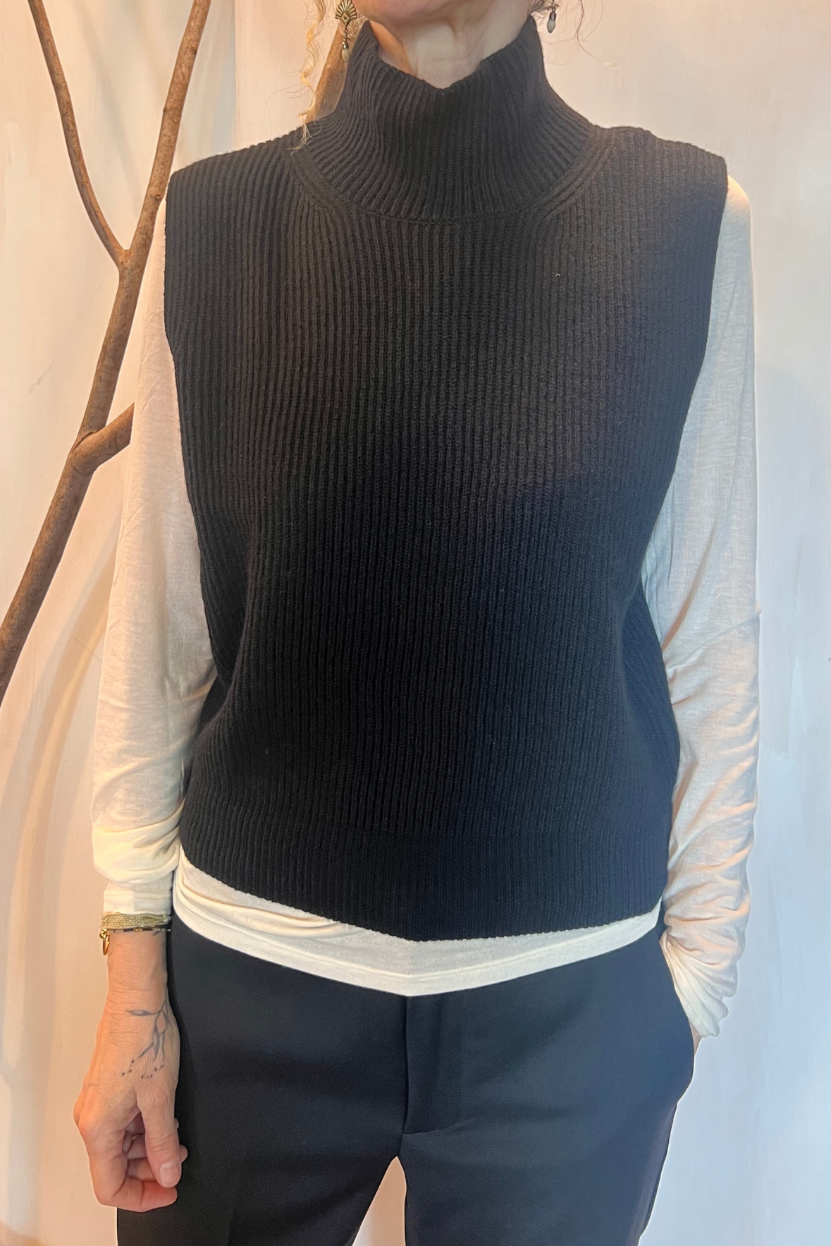 Gilet in maglia a costine