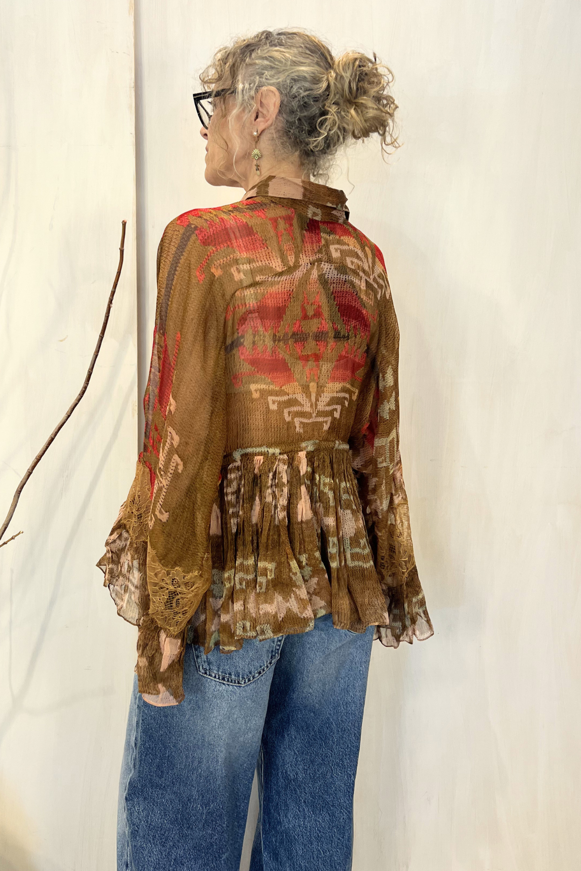 Blusa in viscosa e pizzo