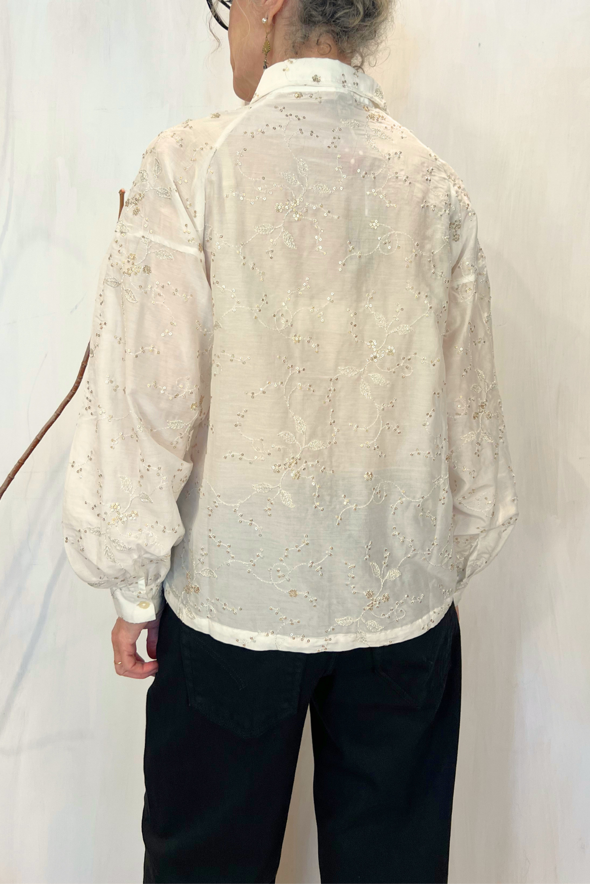 Camicia misto seta ricami e applicazioni