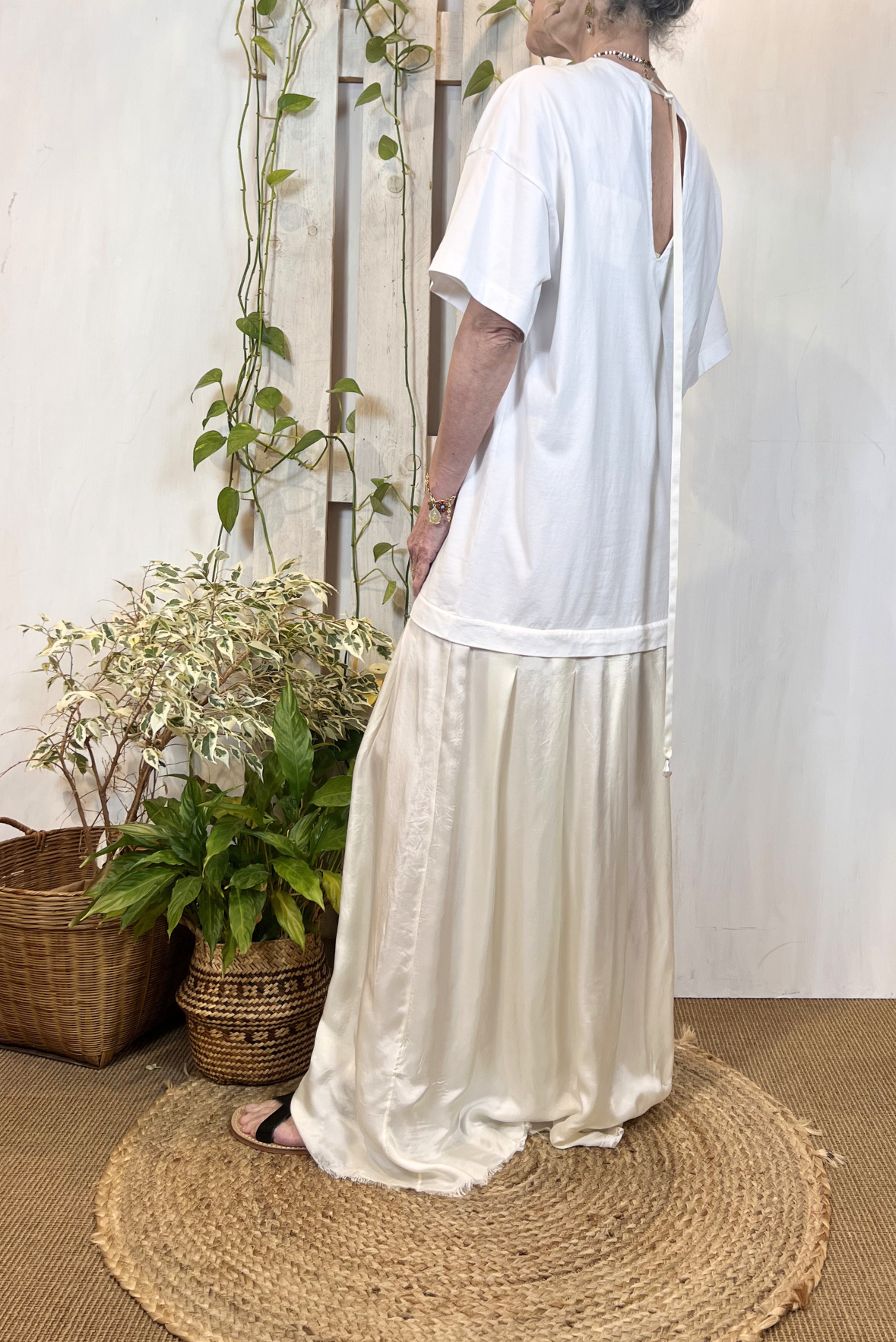 Abito lungo doppio tessuto