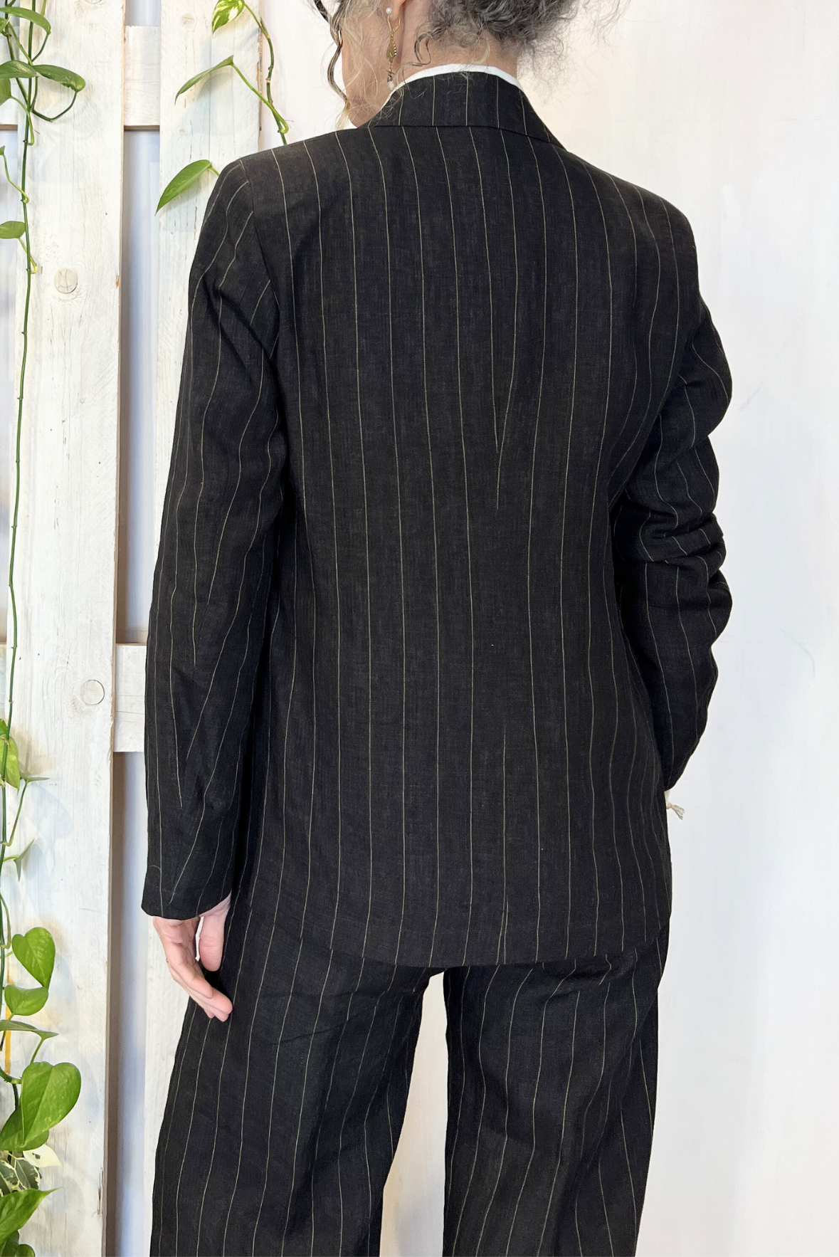 Blazer gessato in lino