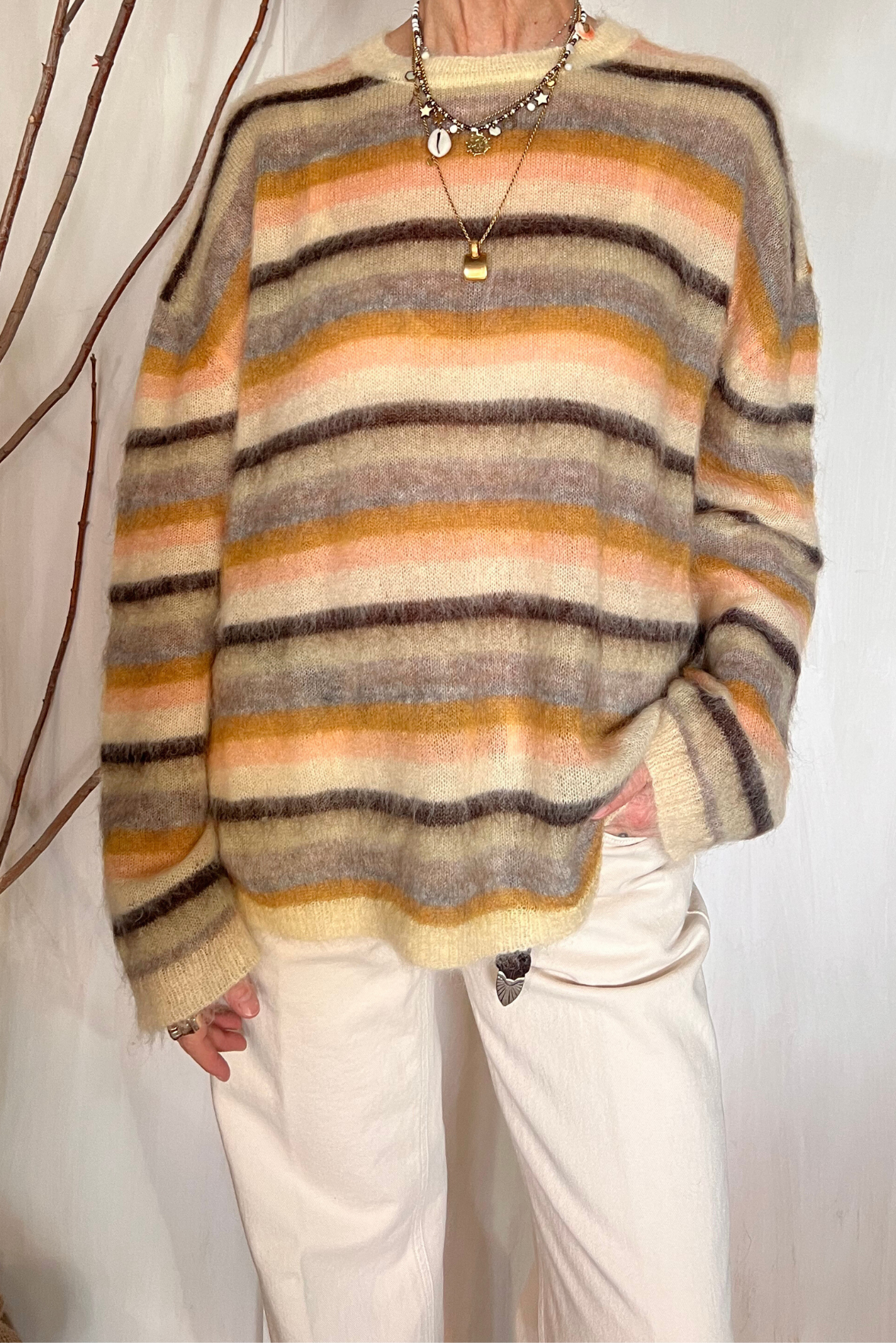 Maglia a righe in mohair