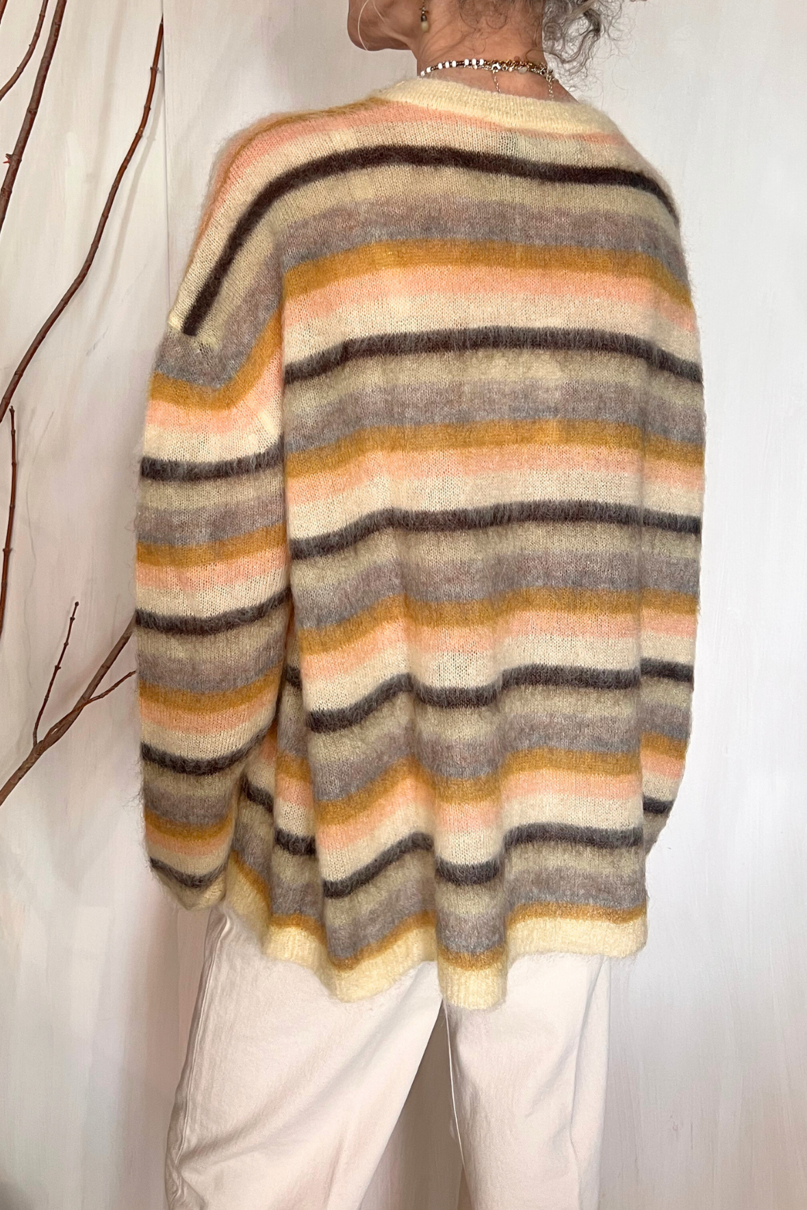 Maglia a righe in mohair