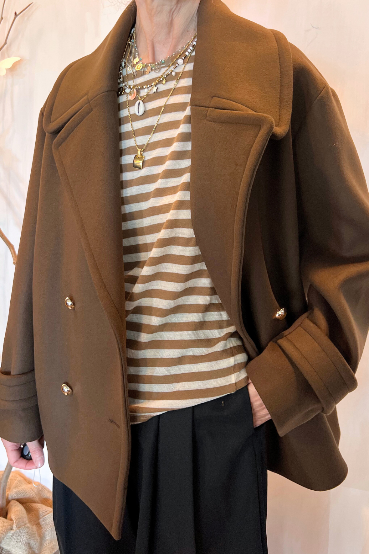 Peacoat a ovetto in lana