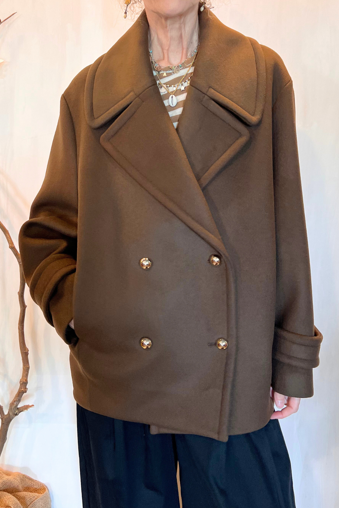 Peacoat a ovetto in lana