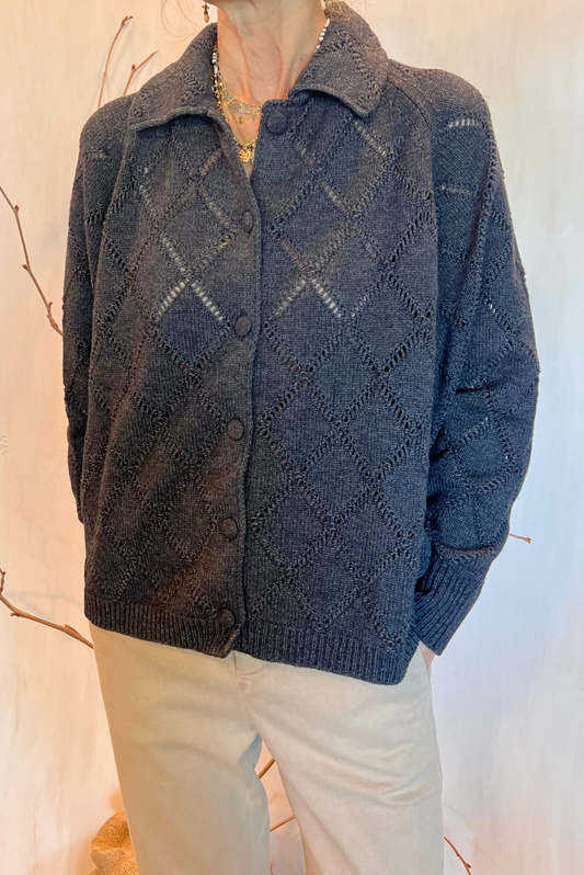 Cardigan over effetto pizzo