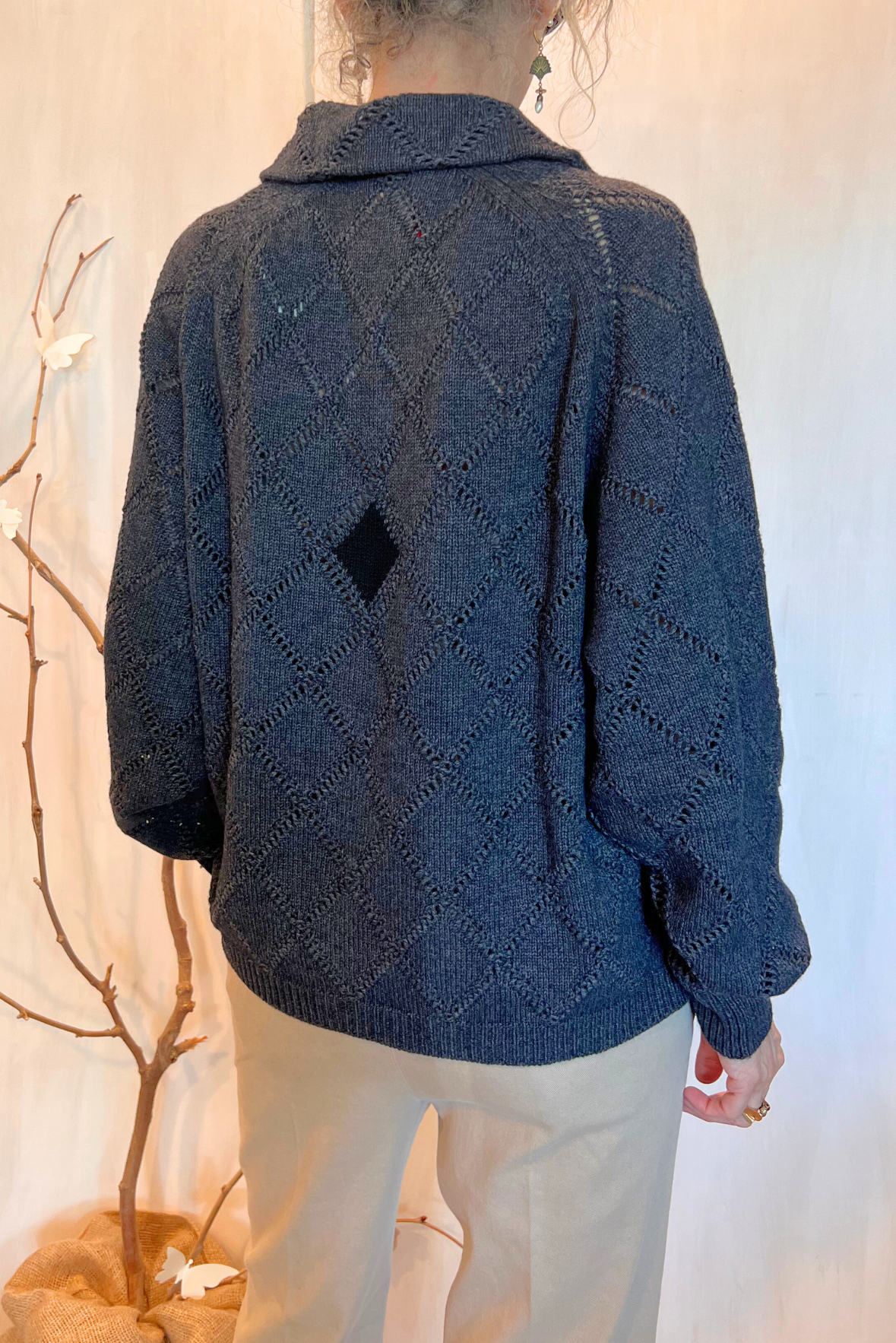 Cardigan over effetto pizzo