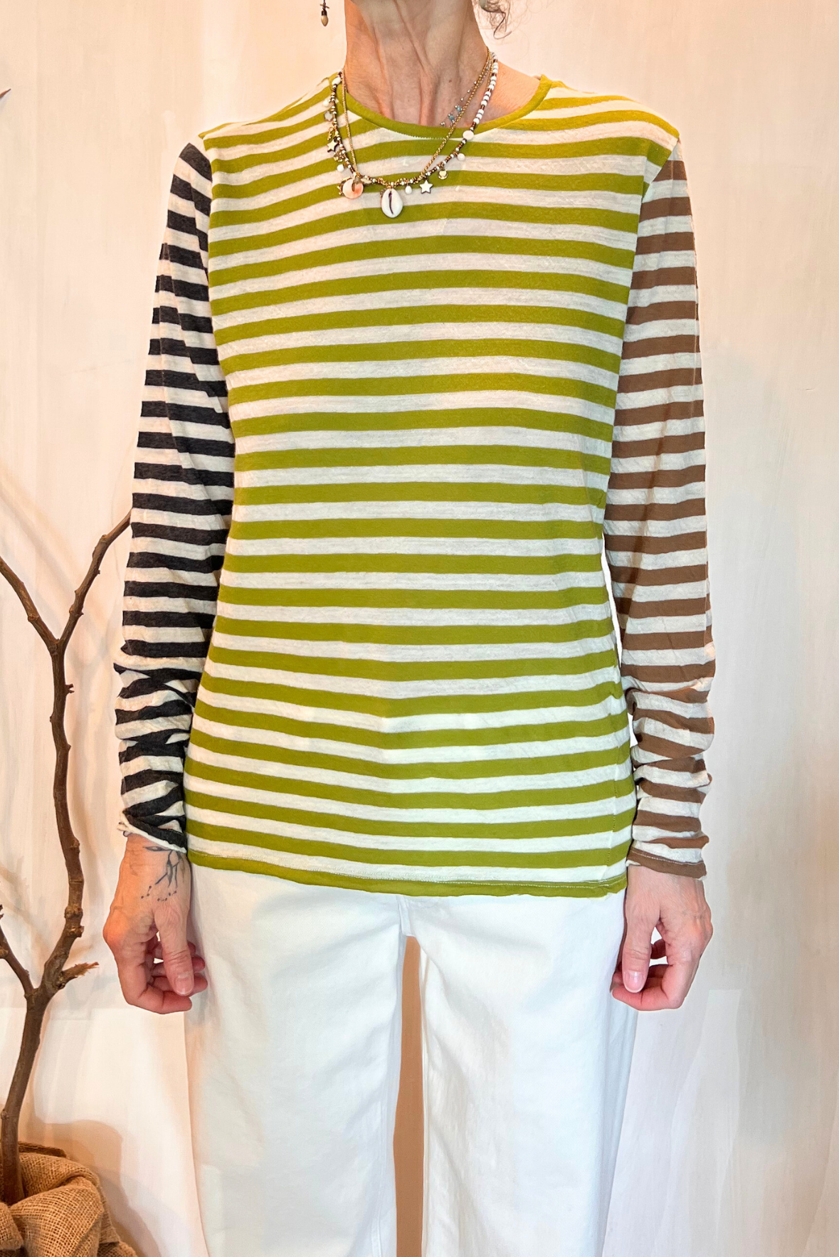 T-shirt a righe tricolore