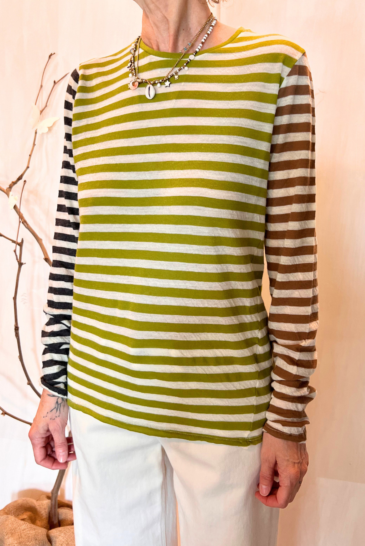 T-shirt a righe tricolore