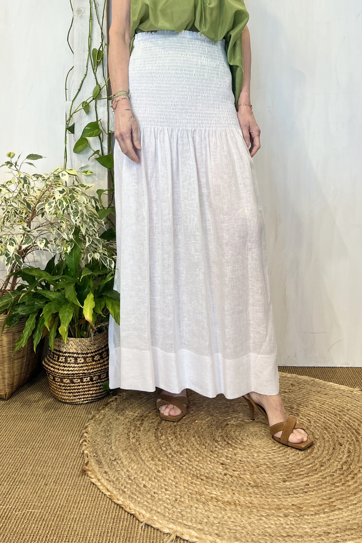 Gonna in lino con spacchi