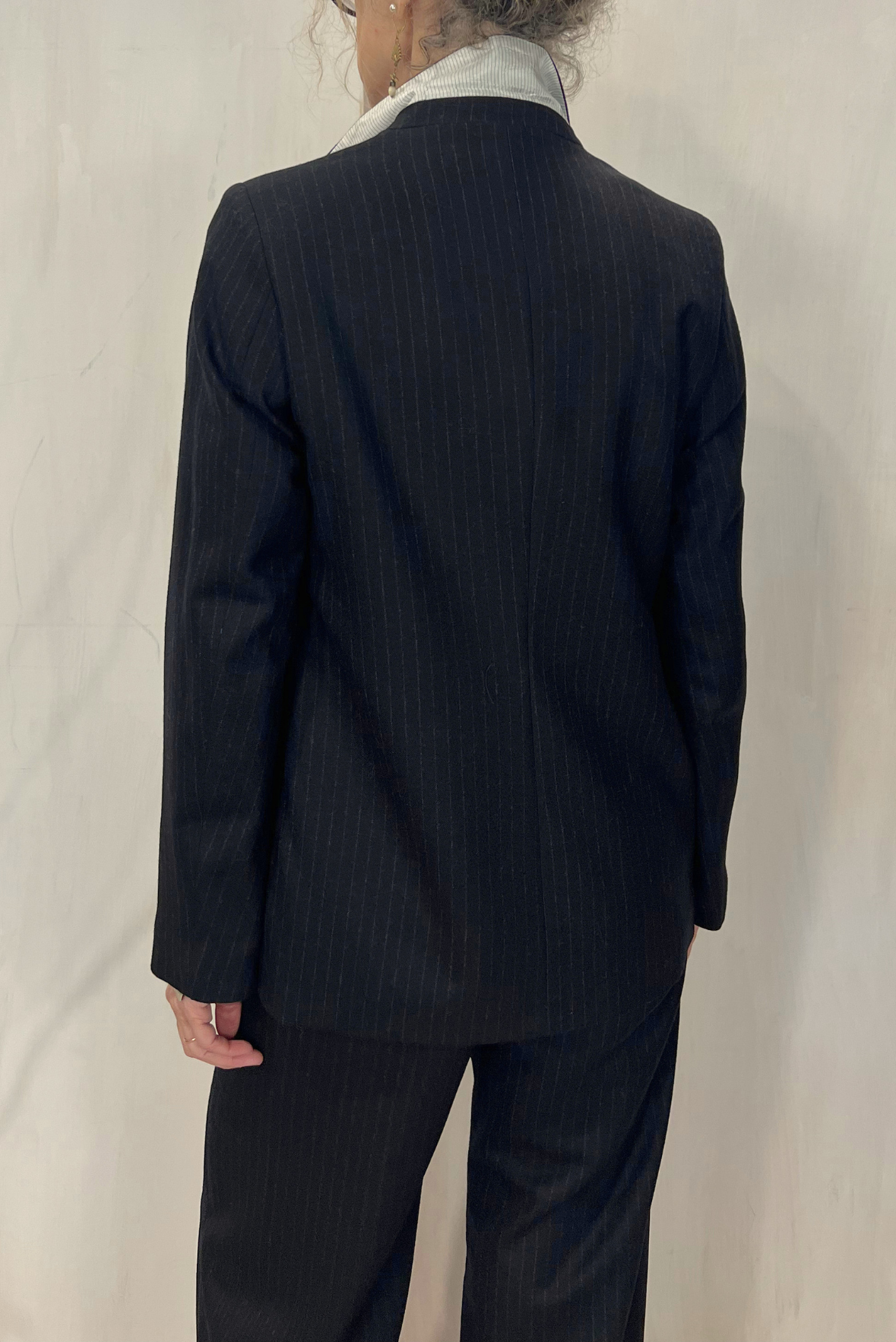Blazer gessato in lana vergine