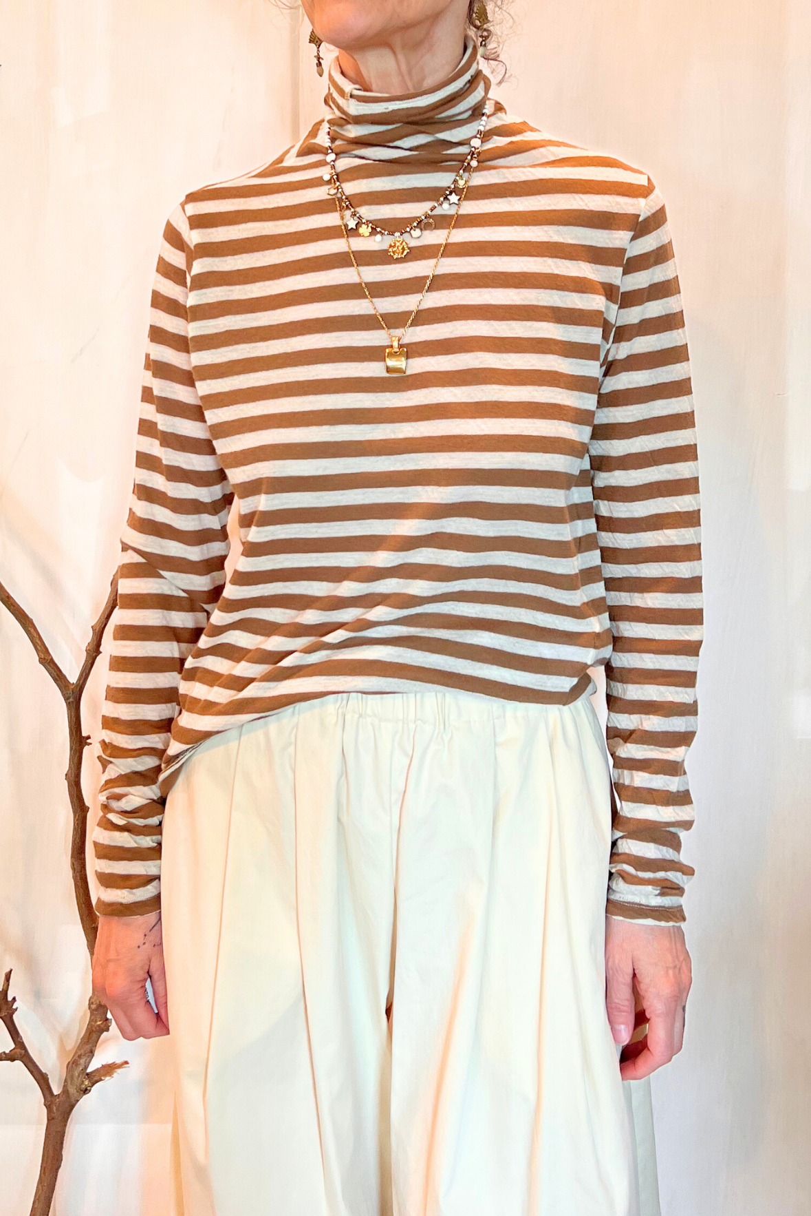 T-shirt a righe misto lana