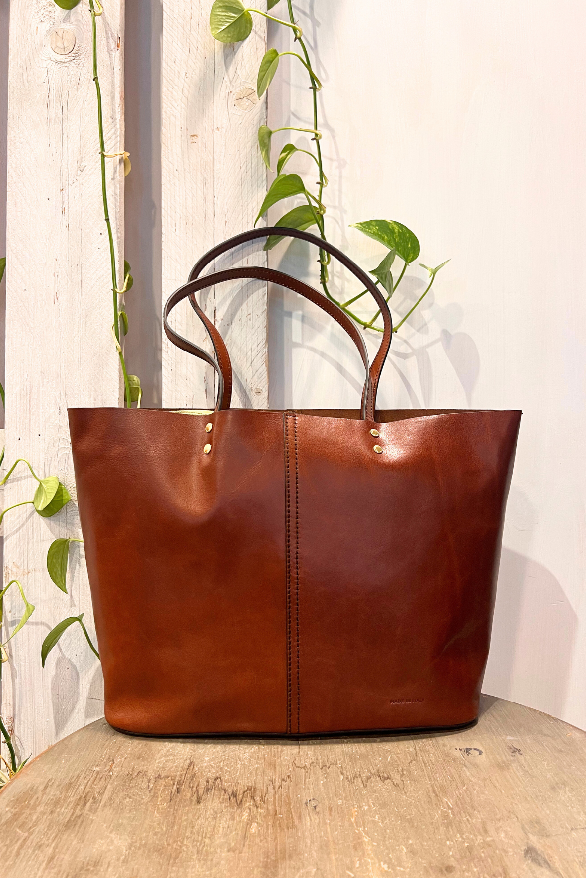 Shopper in pelle con busta interna