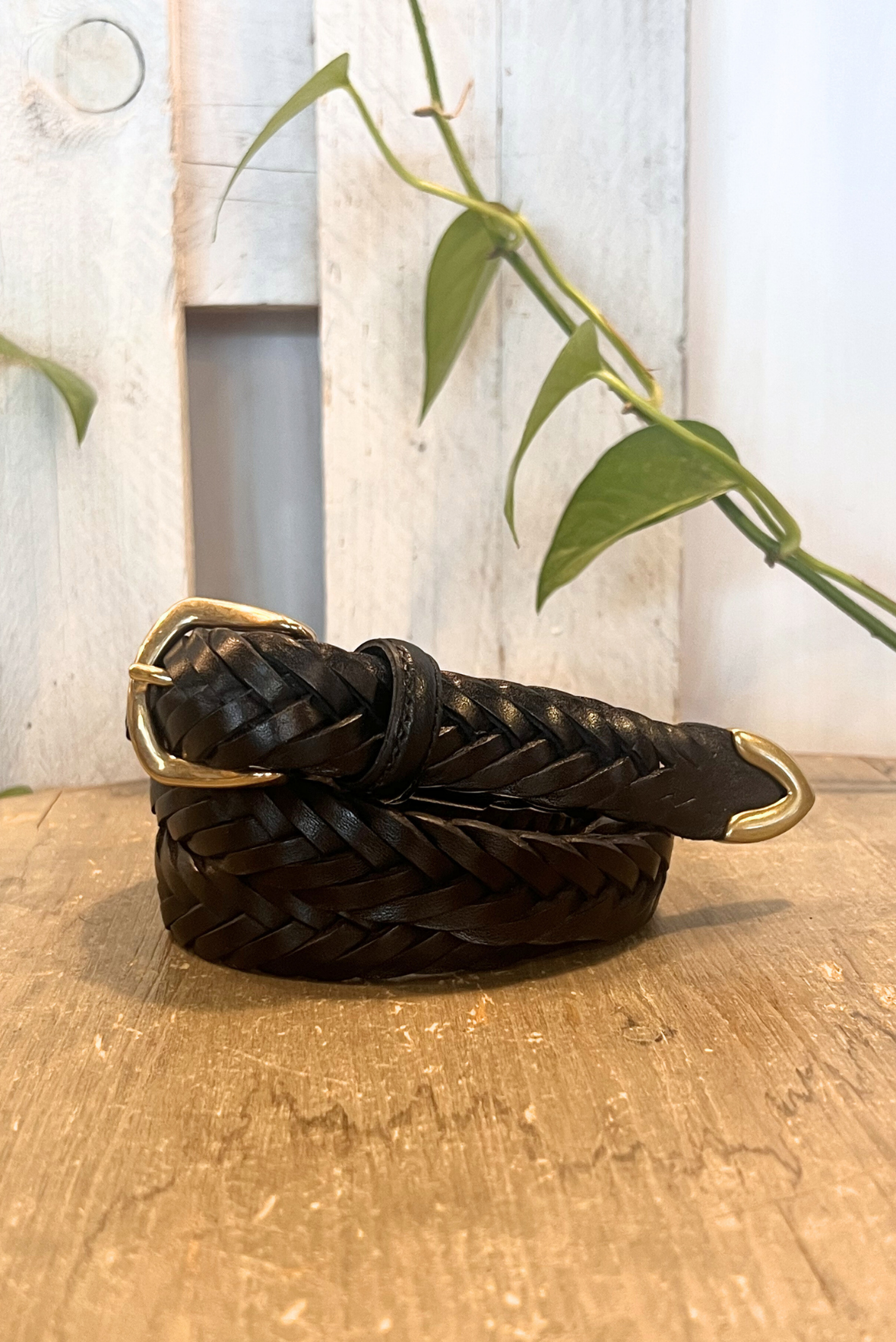 Cintura in pelle intrecciata