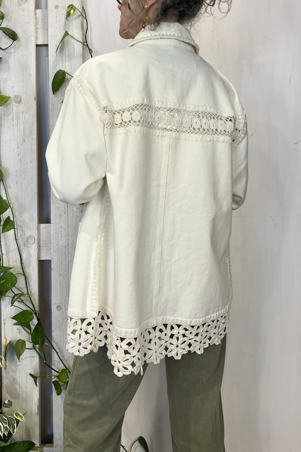 Giacca denim con intarsi