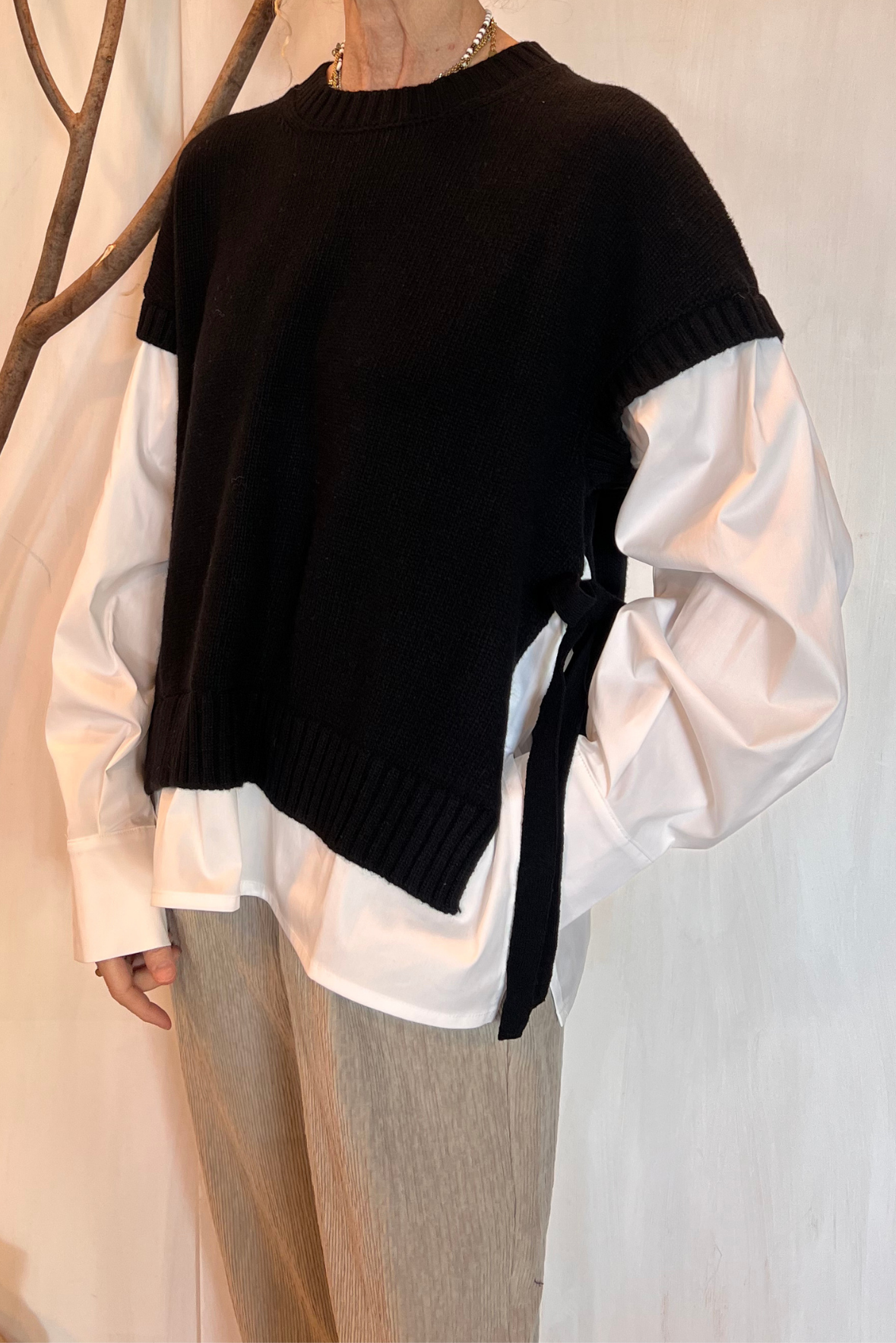 Maglia gilet con camicia