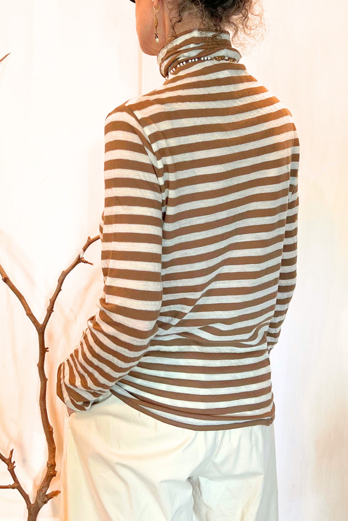T-shirt a righe misto lana
