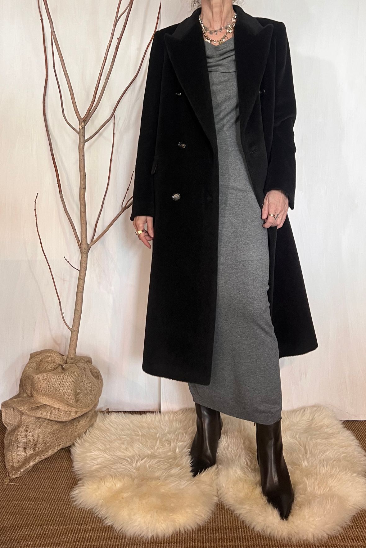 Cappotto in alpaca con cintura