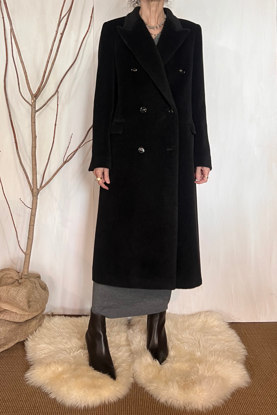 Cappotto in alpaca con cintura