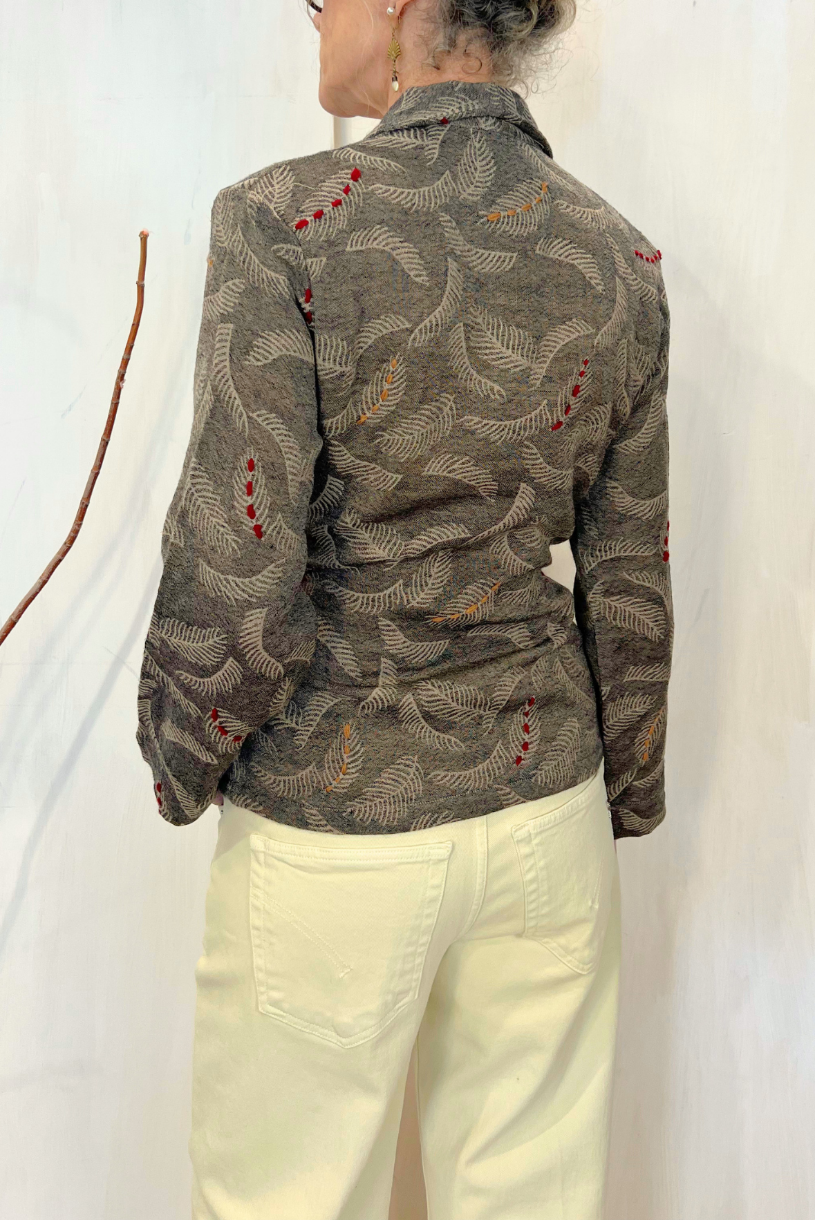 Giacca kimono in lana con ricami