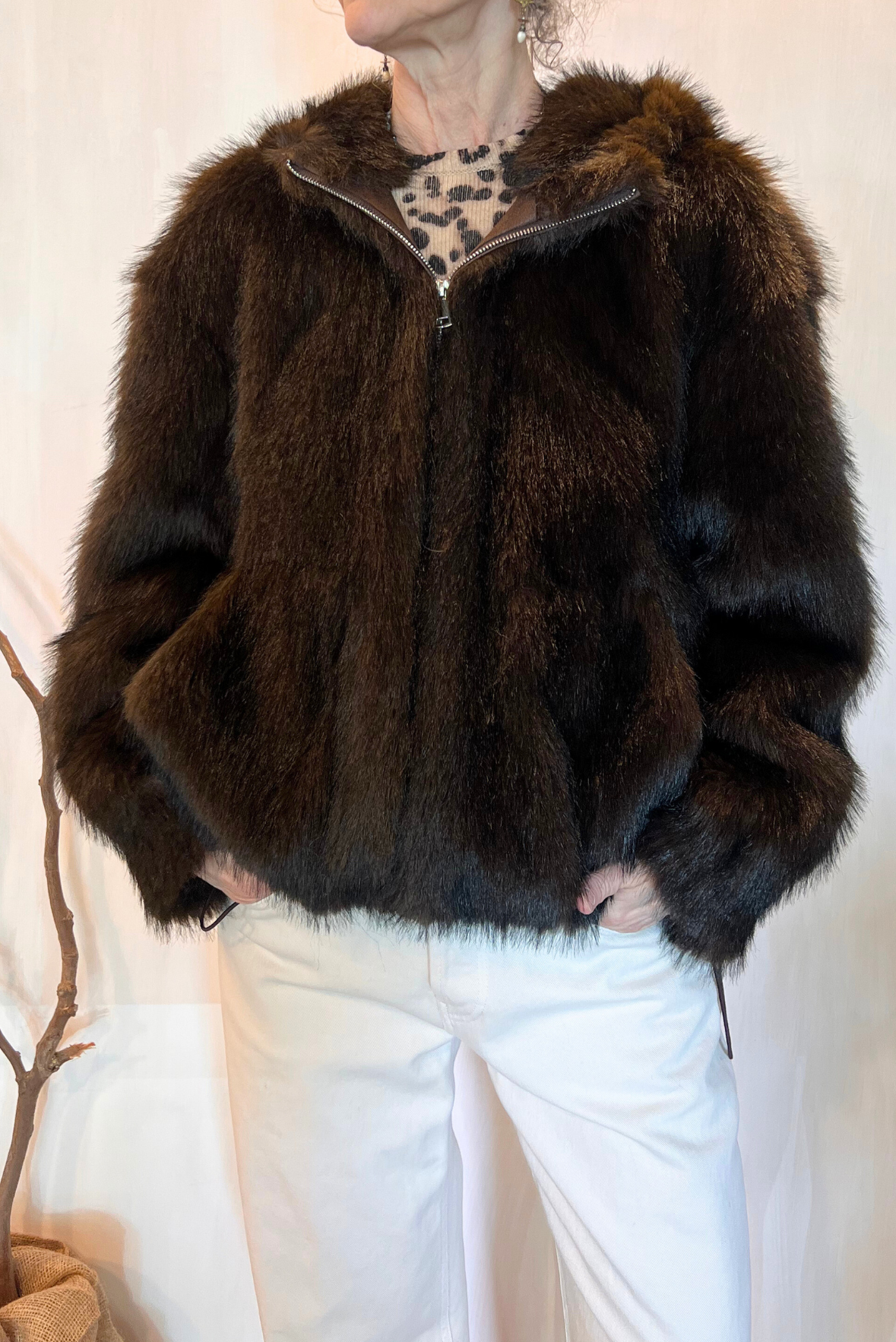 Bomber eco pelliccia visone