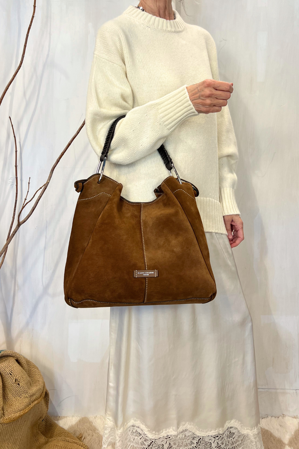 Borsa Era in pelle scamosciata