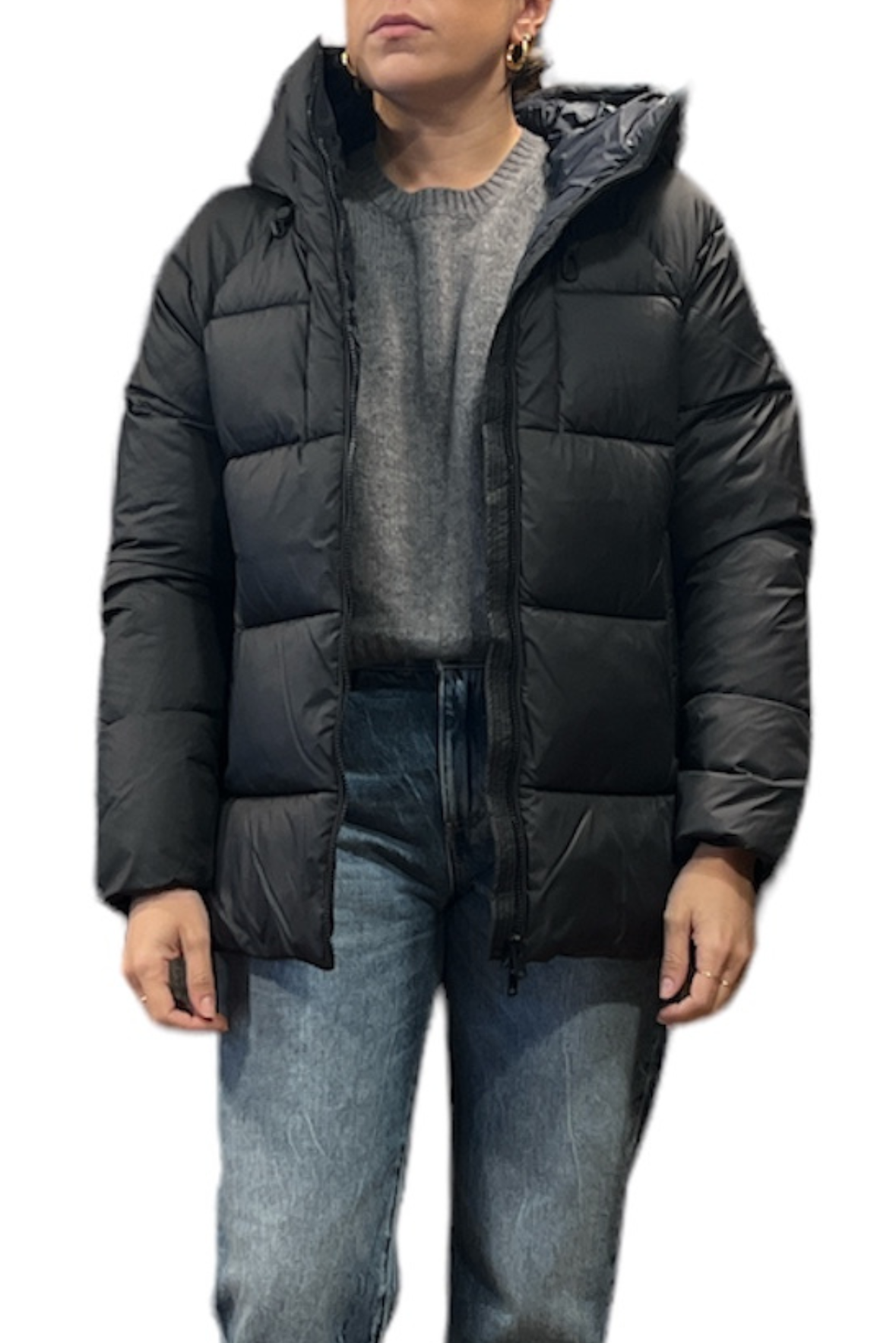 Piumino con zip laterali