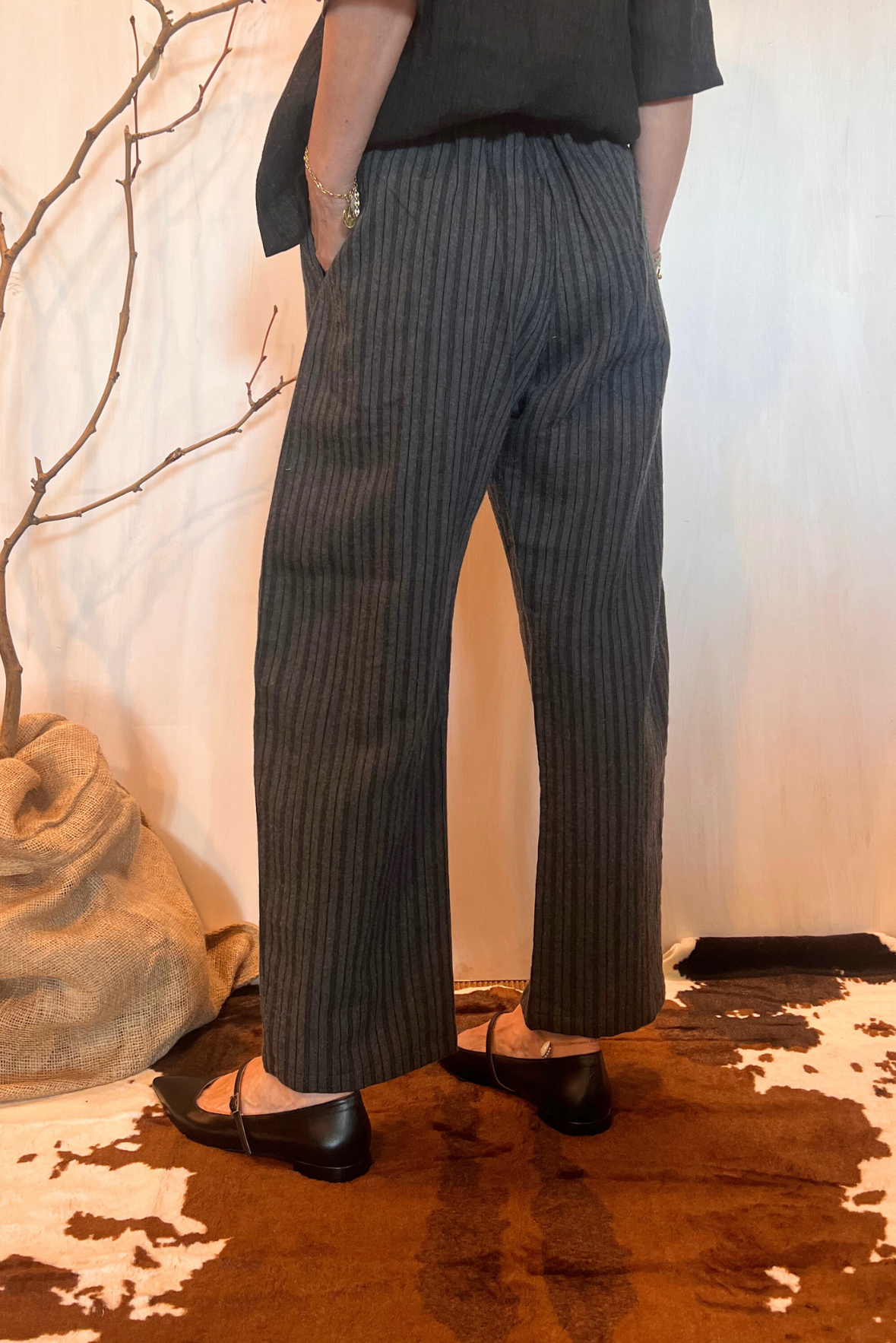 Pantalone a righe in lana