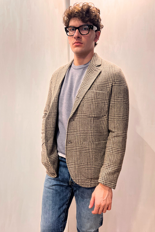 Giacca check in lana