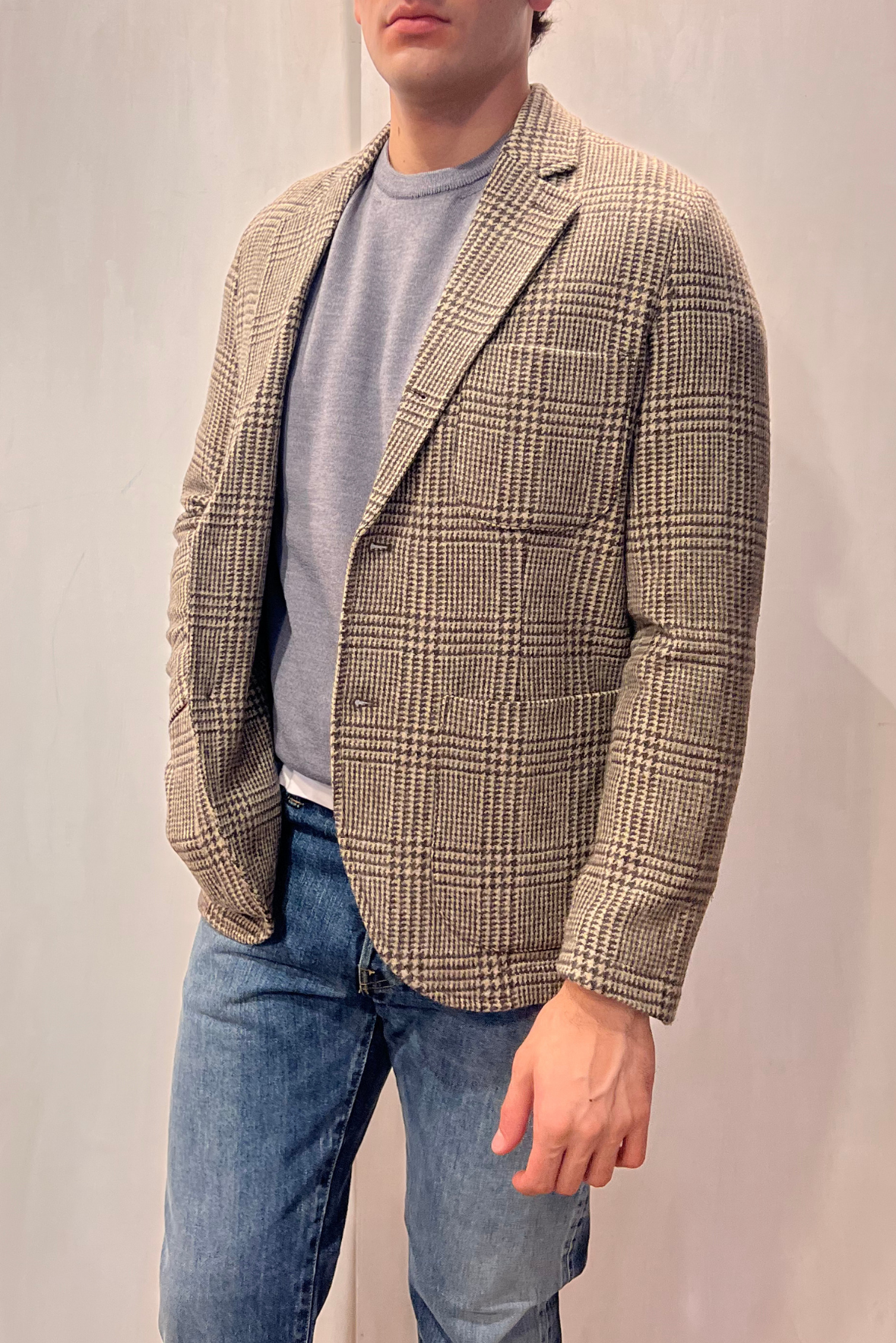Giacca check in lana