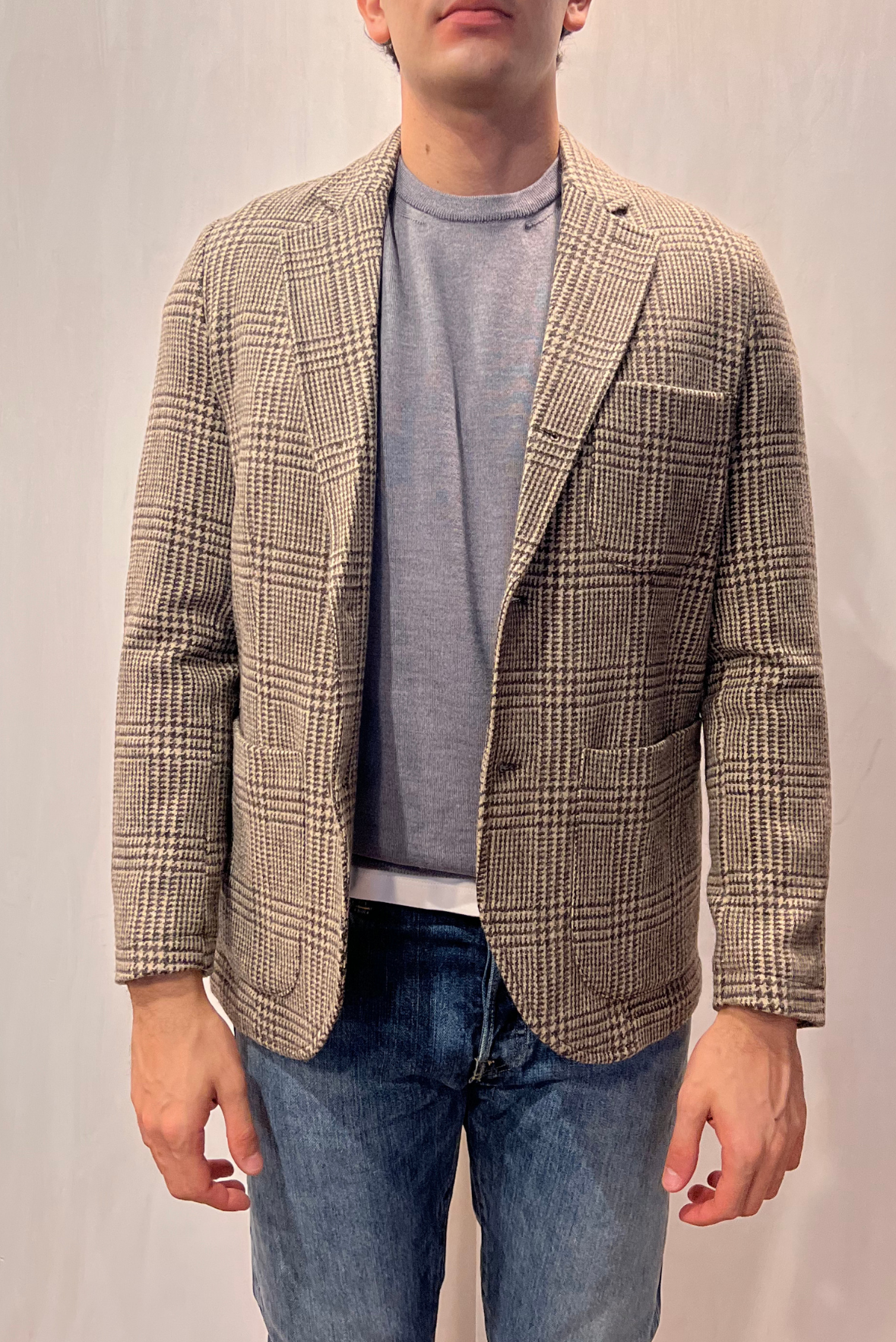 Giacca check in lana