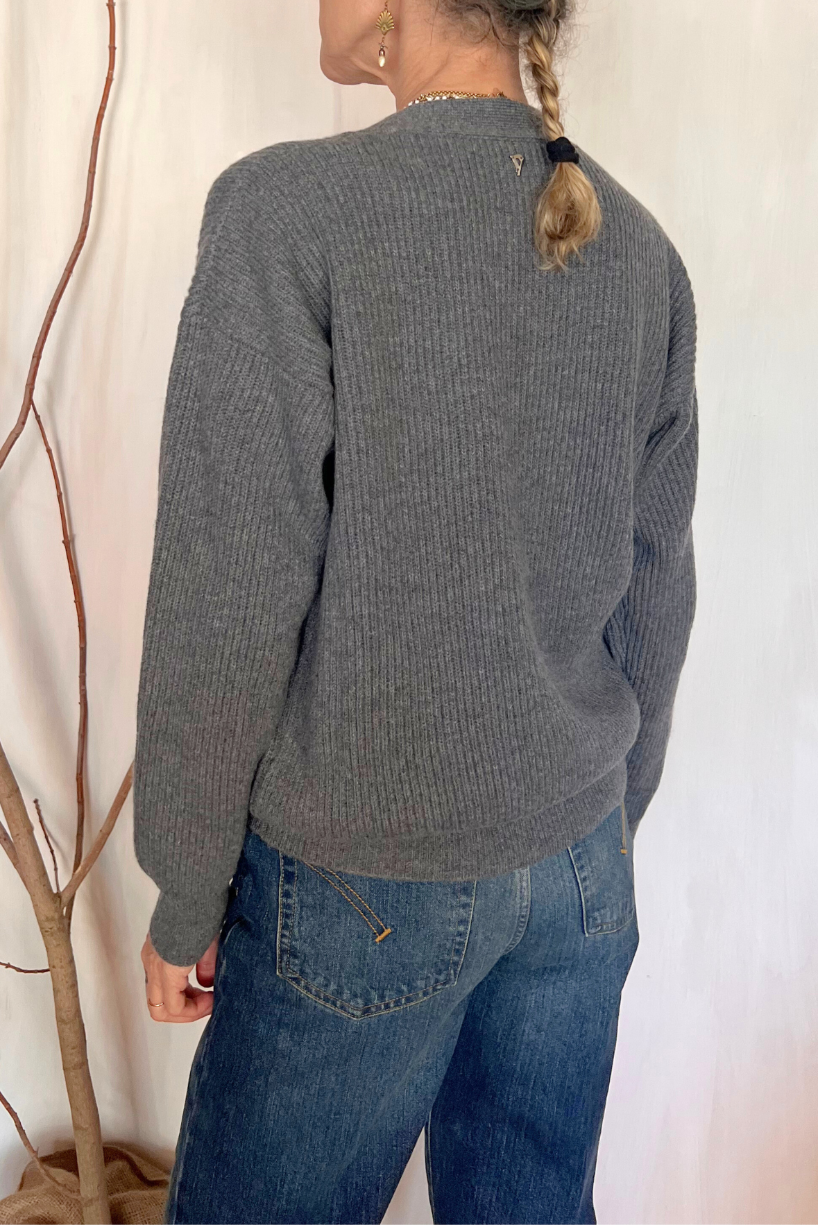 Cardigan a coste in lana