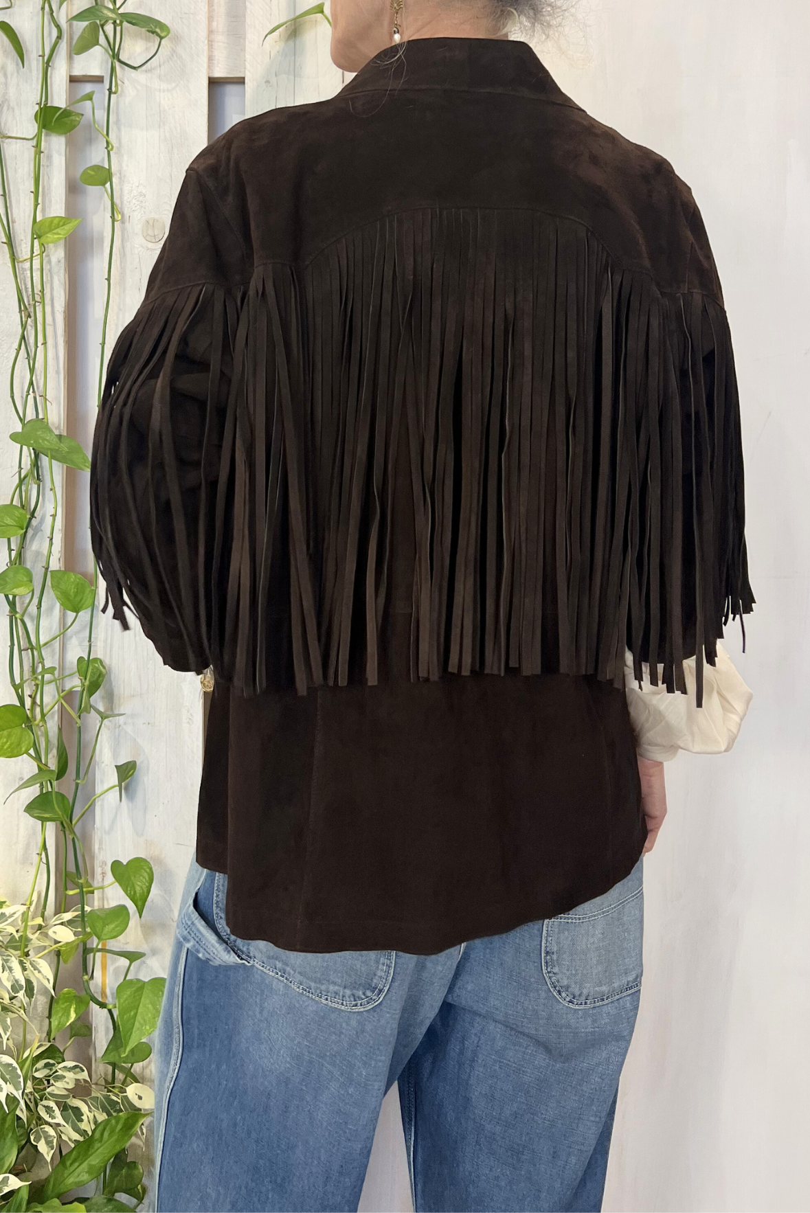 Giacca in camoscio con frange