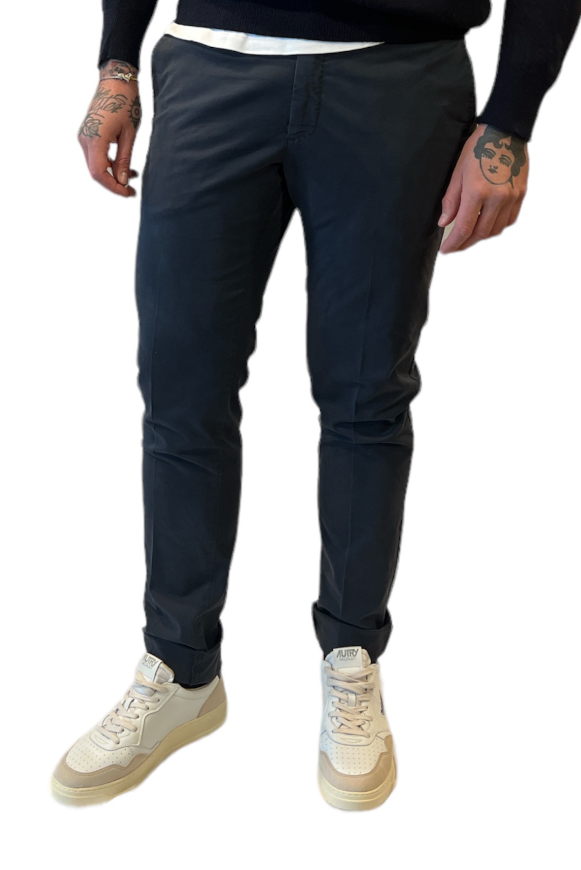 Pantalone slim in gabardina