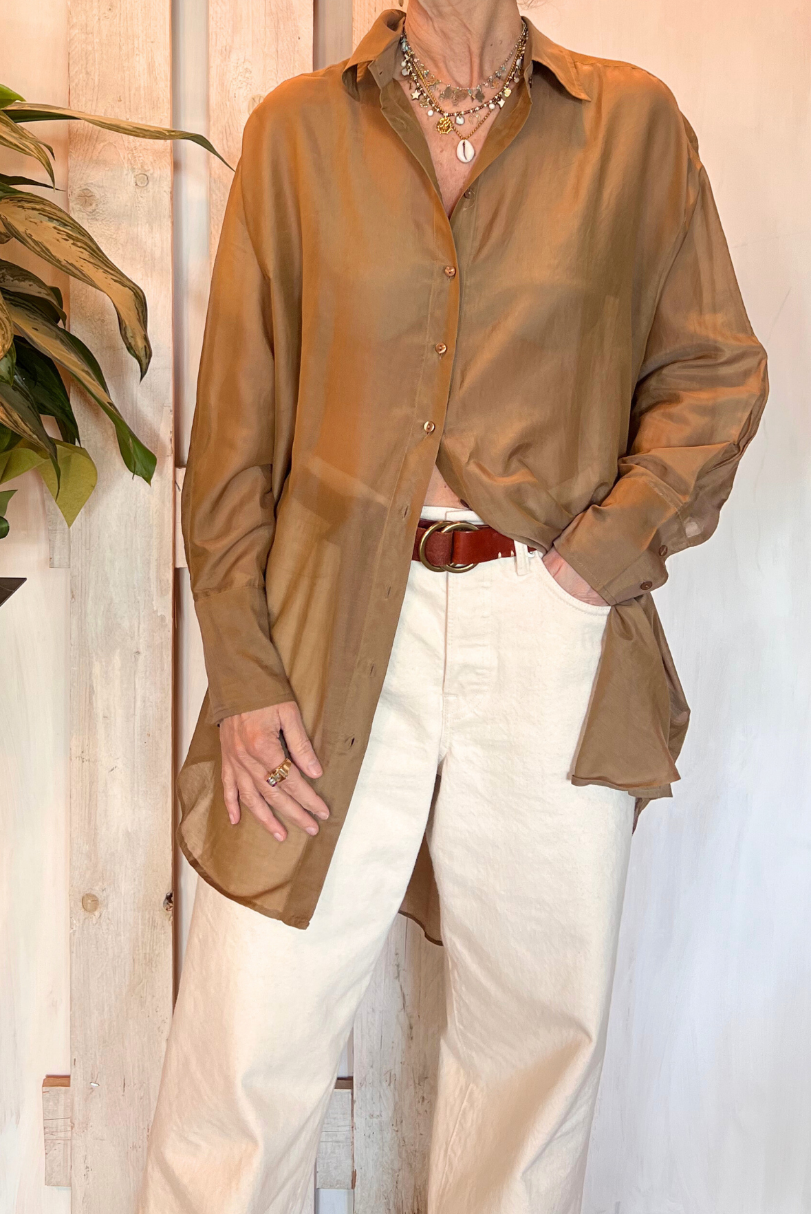 Camicia over cotone seta