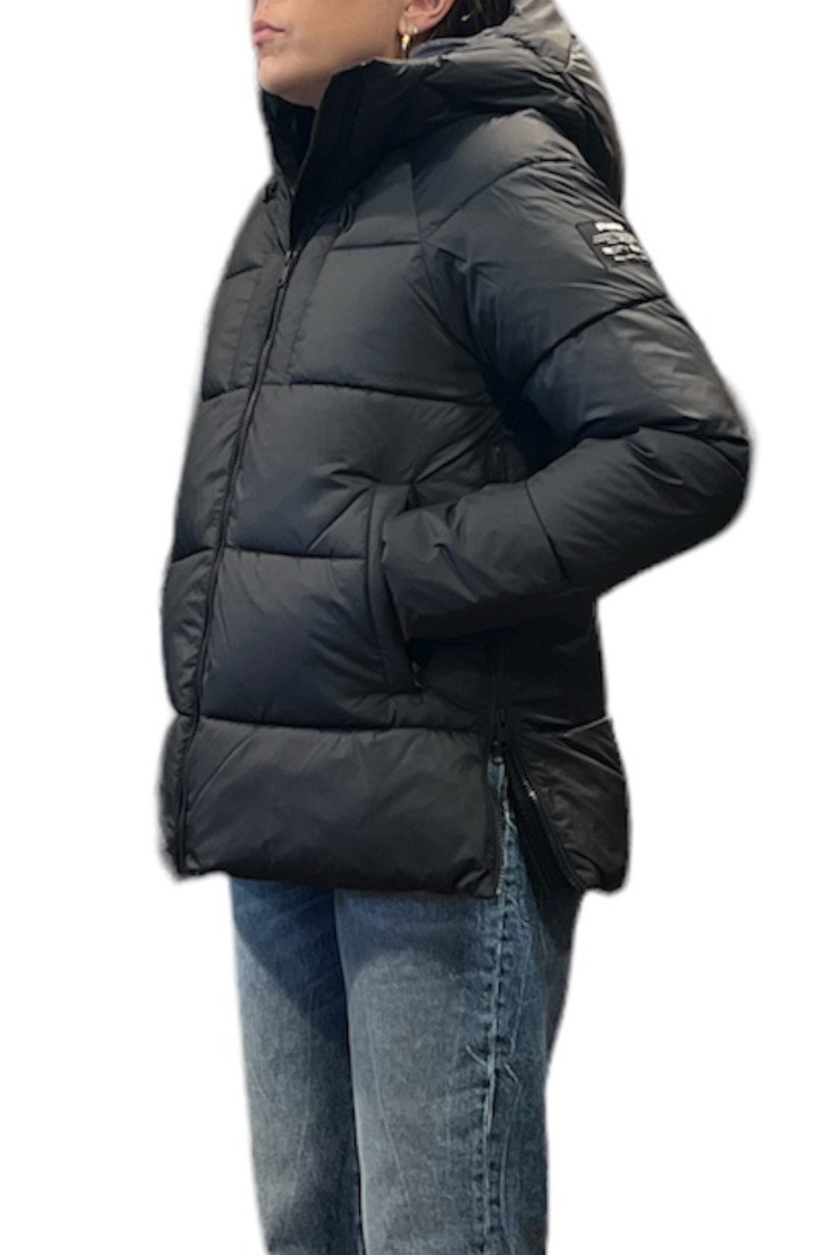 Piumino con zip laterali